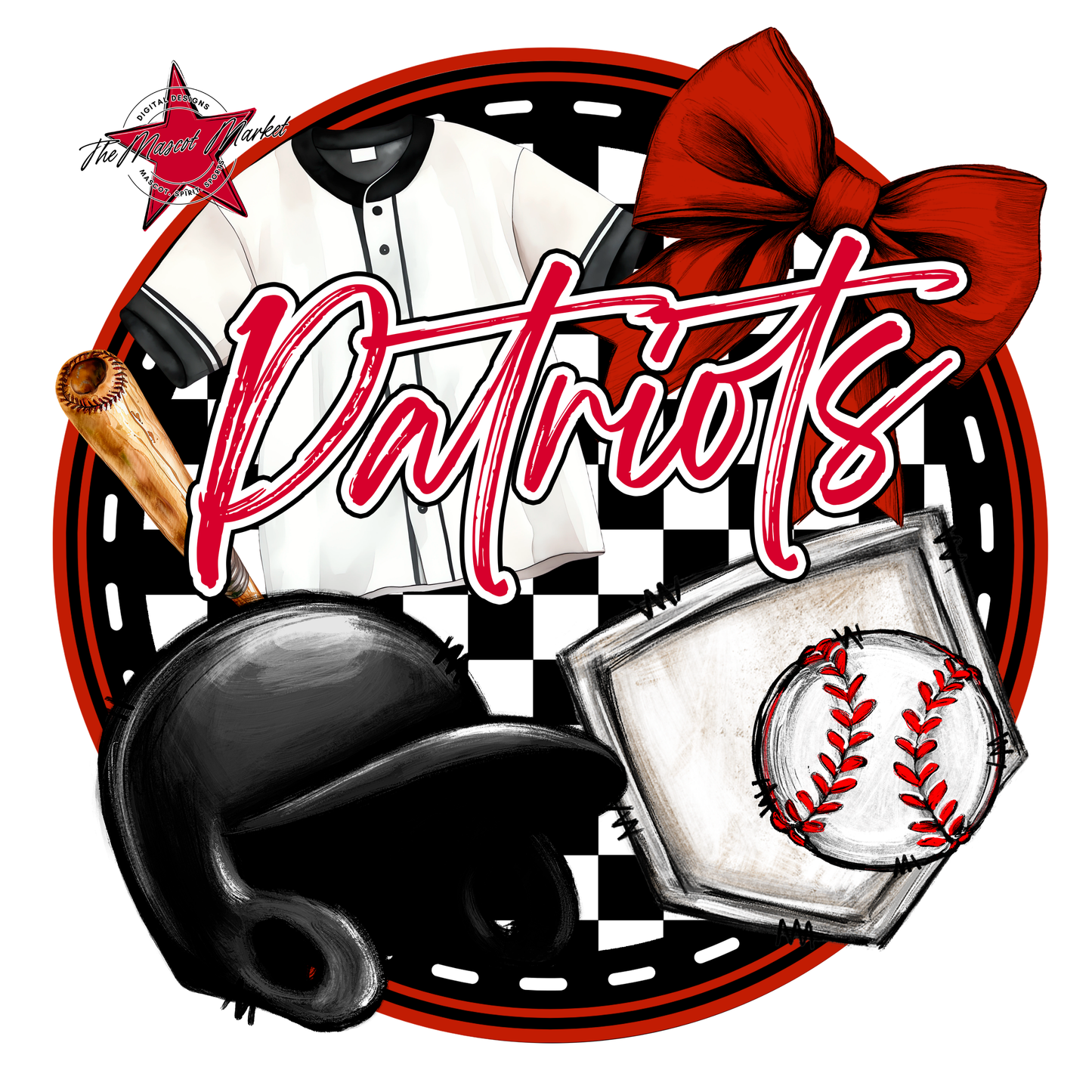 Patriots Circle Baseball Design-Red