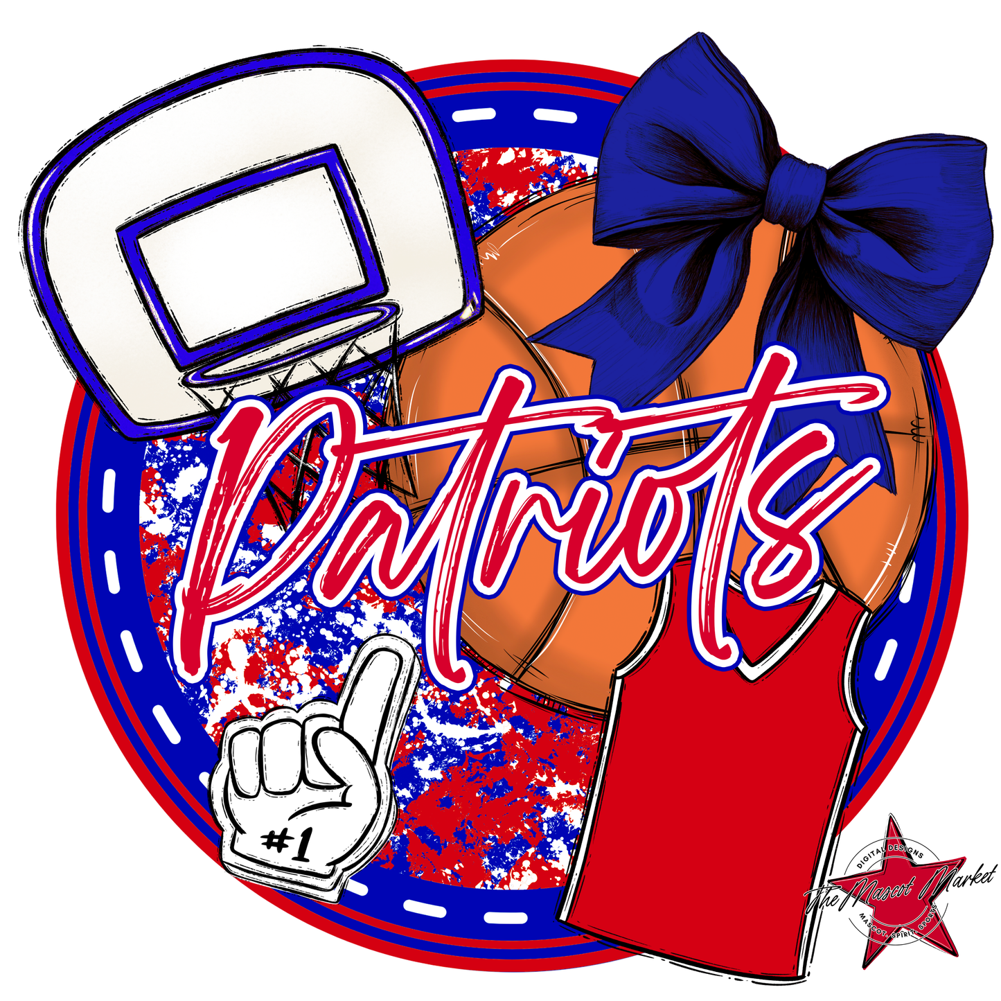 Patriots Circle Basketball Design-Blue-Red