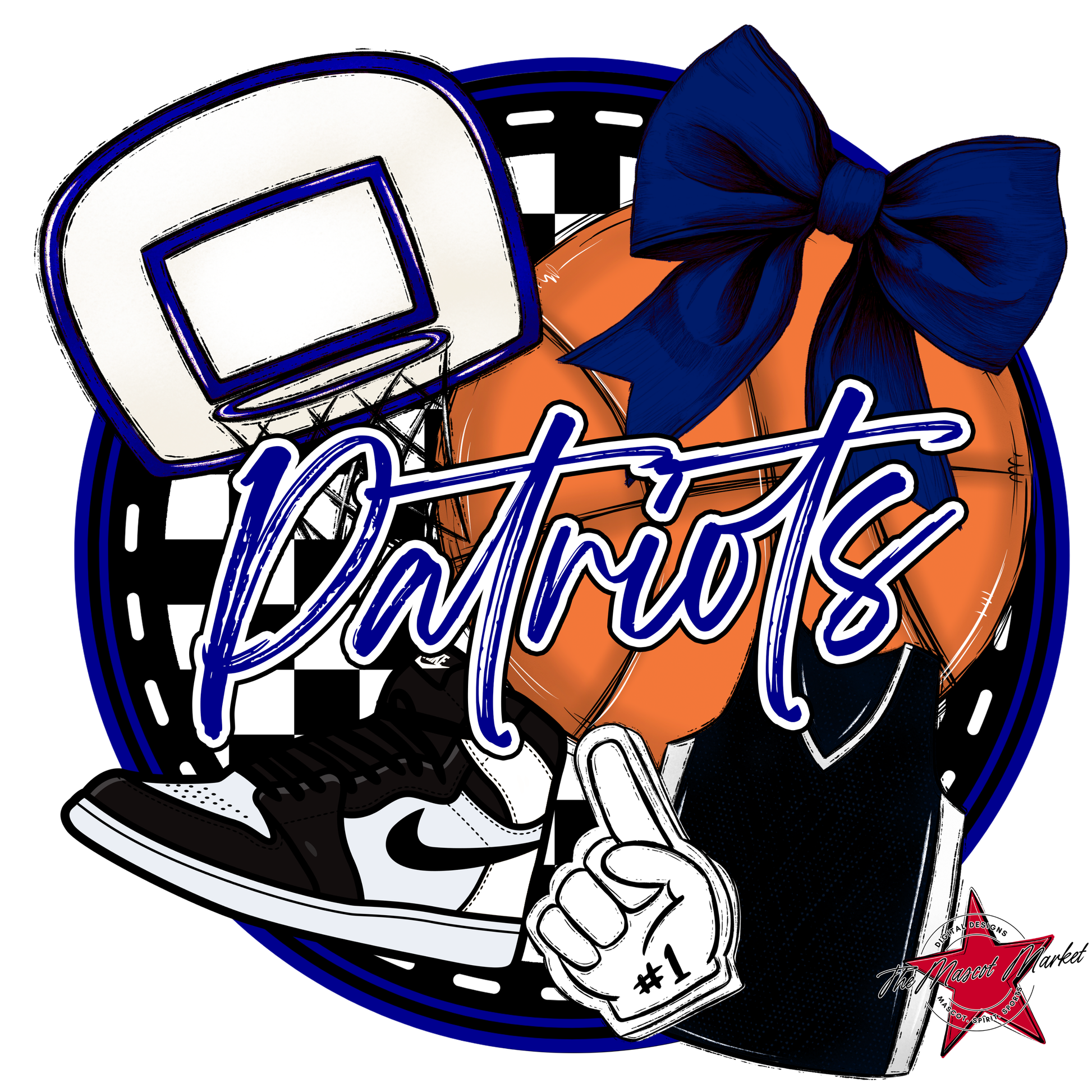 Patriots Circle Basketball Design-Blue