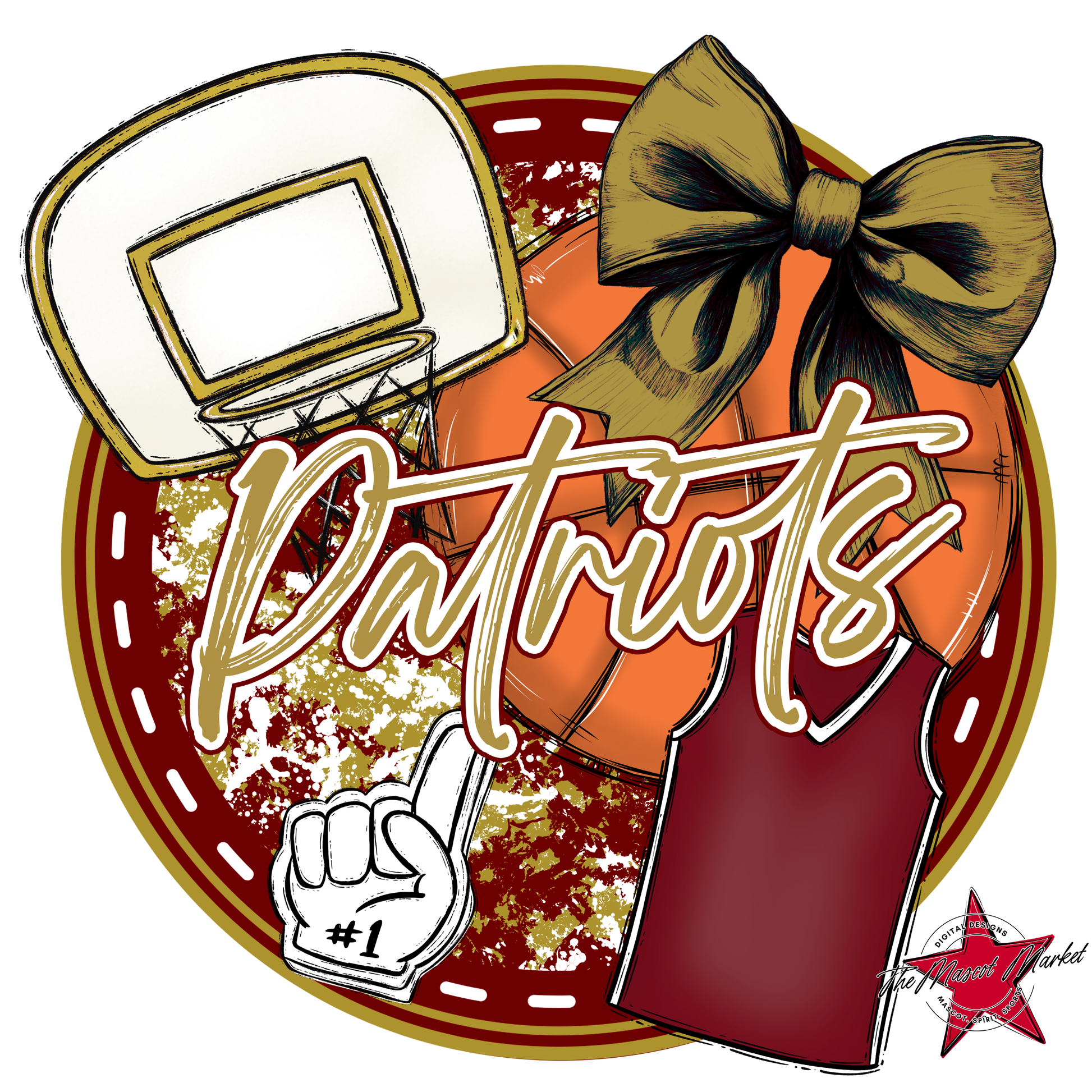Patriots Circle Basketball Design-Maroon