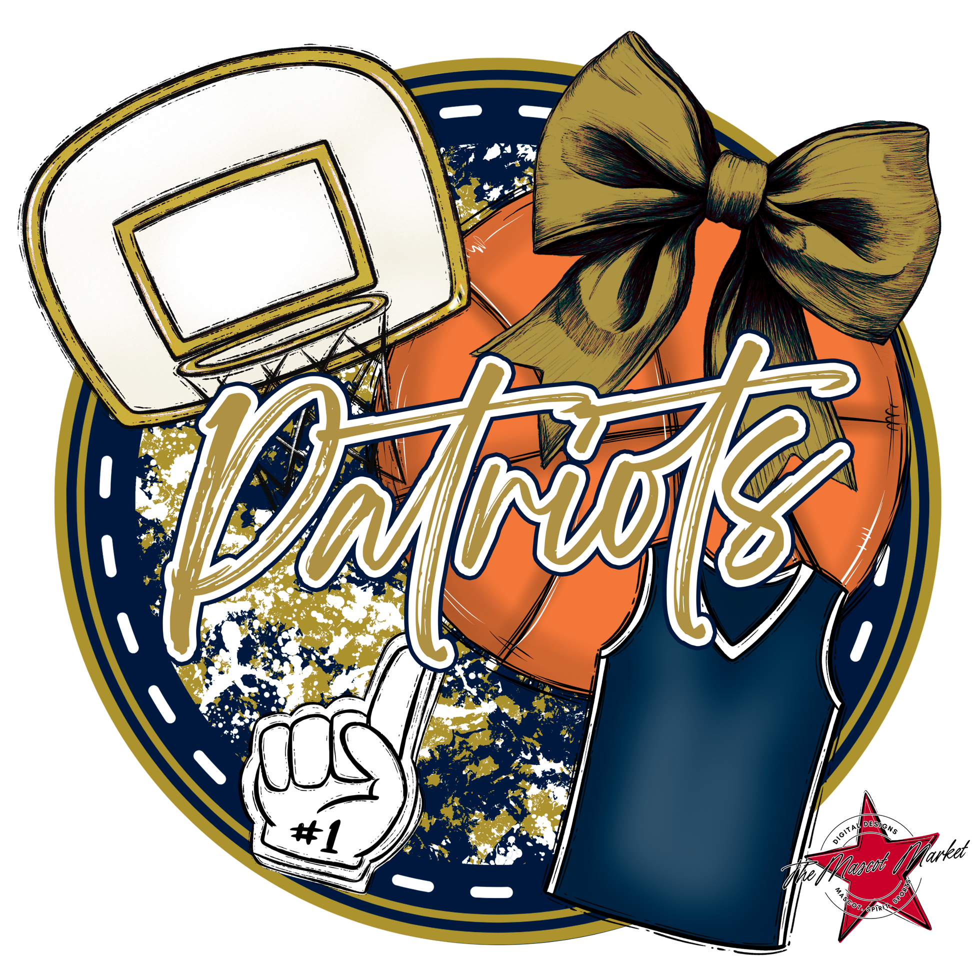 Patriots Circle Basketball Design-Navy-Gold