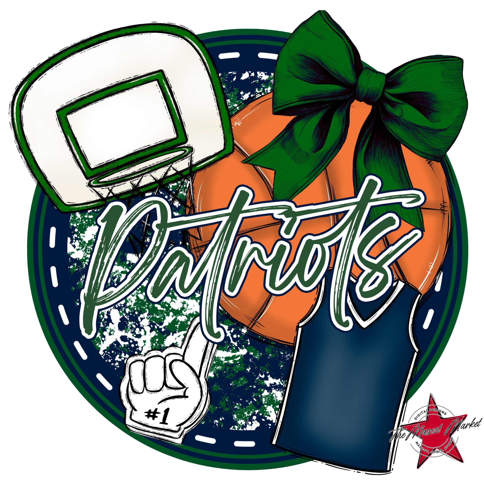 Patriots Circle Basketball Design-Navy-Green