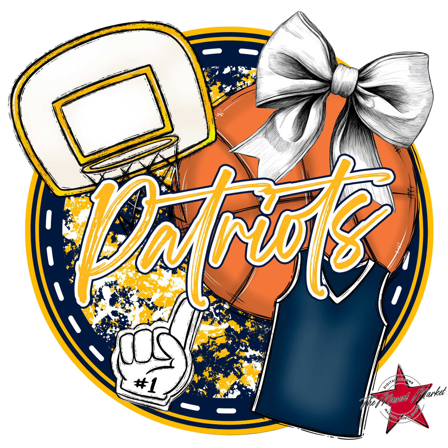 Patriots Circle Basketball Design-Navy-Yellow