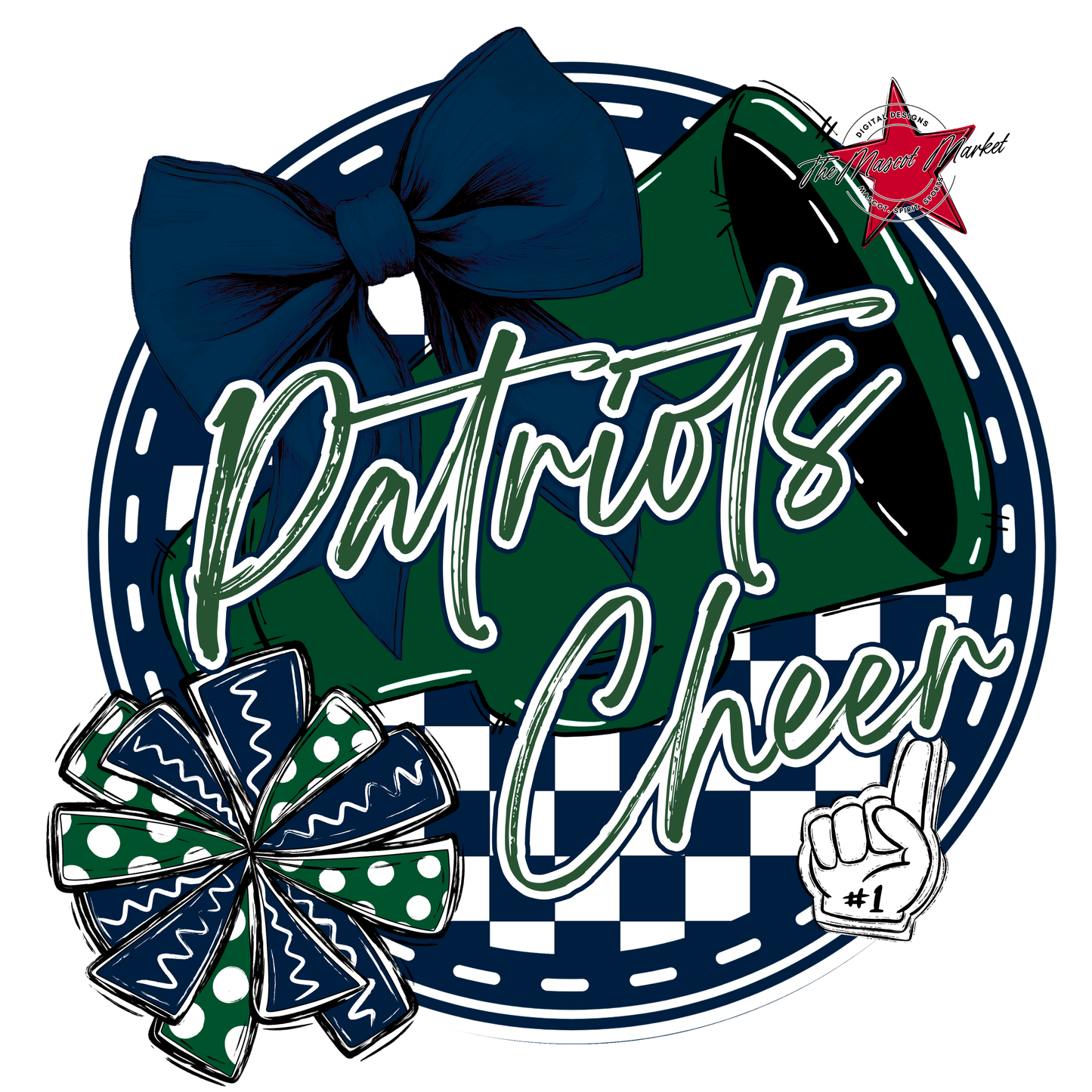 Patriots Circle Cheer Design-Navy-Green