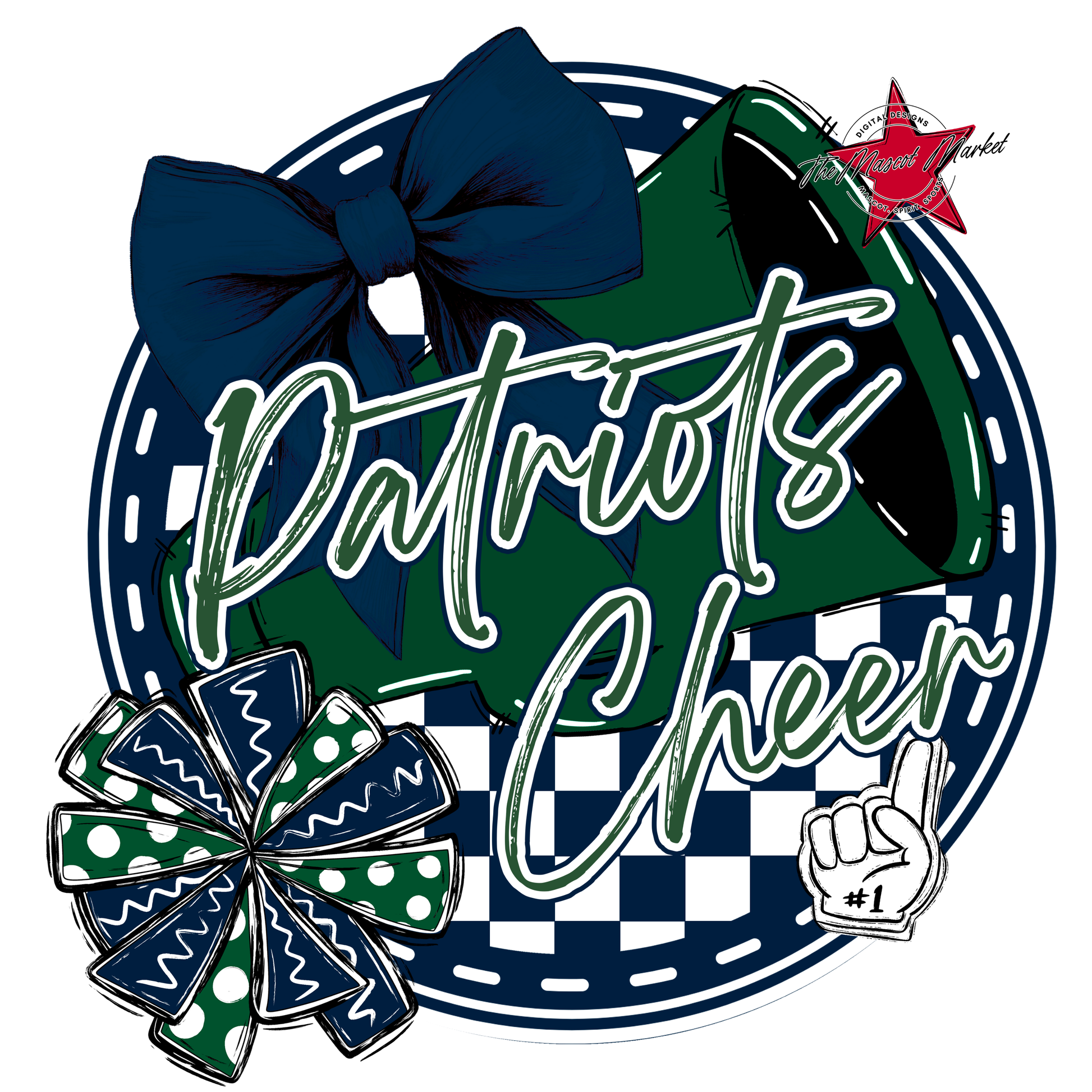 Patriots Circle Cheer Design-Navy-Green