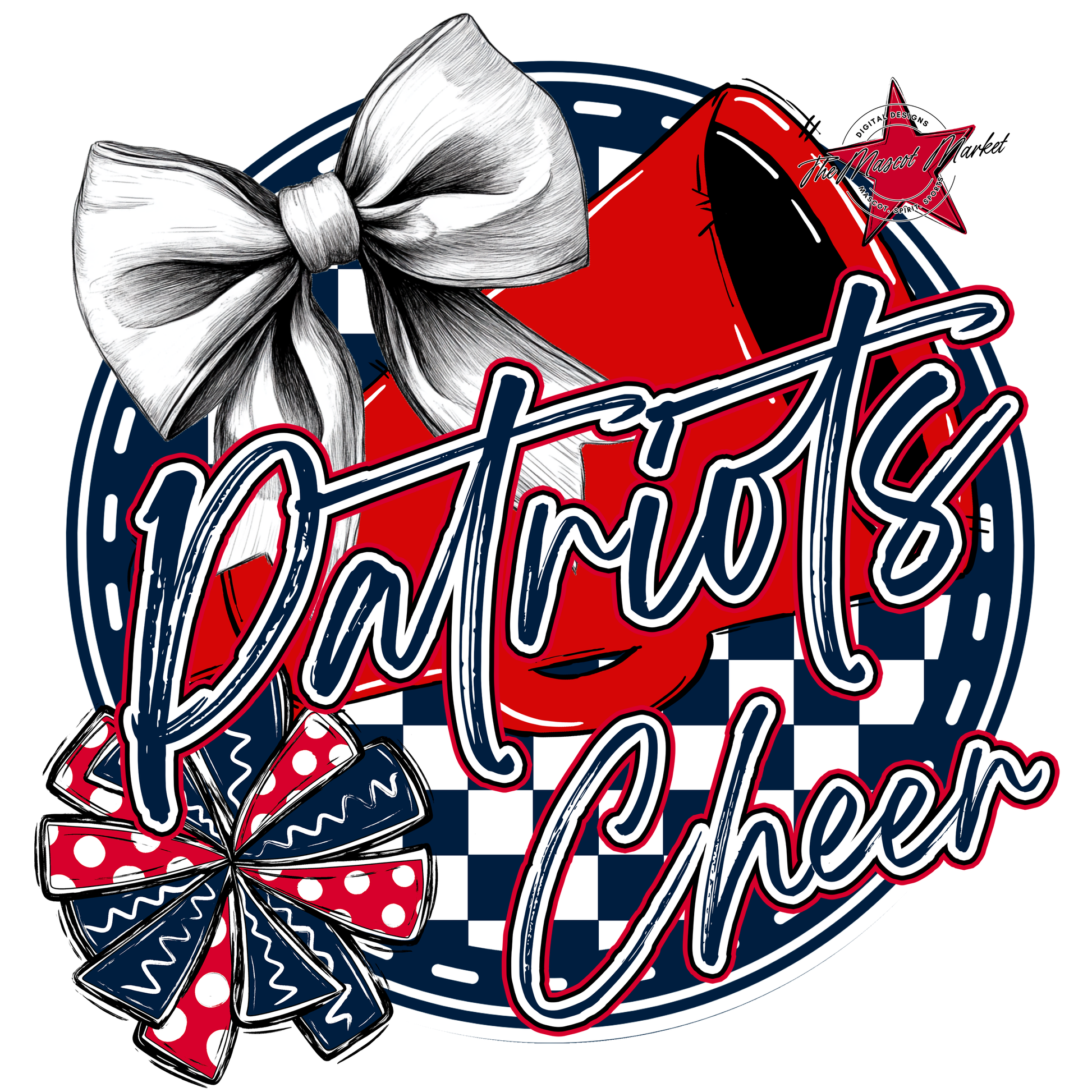 Patriots Circle Cheer Design-Navy-Red