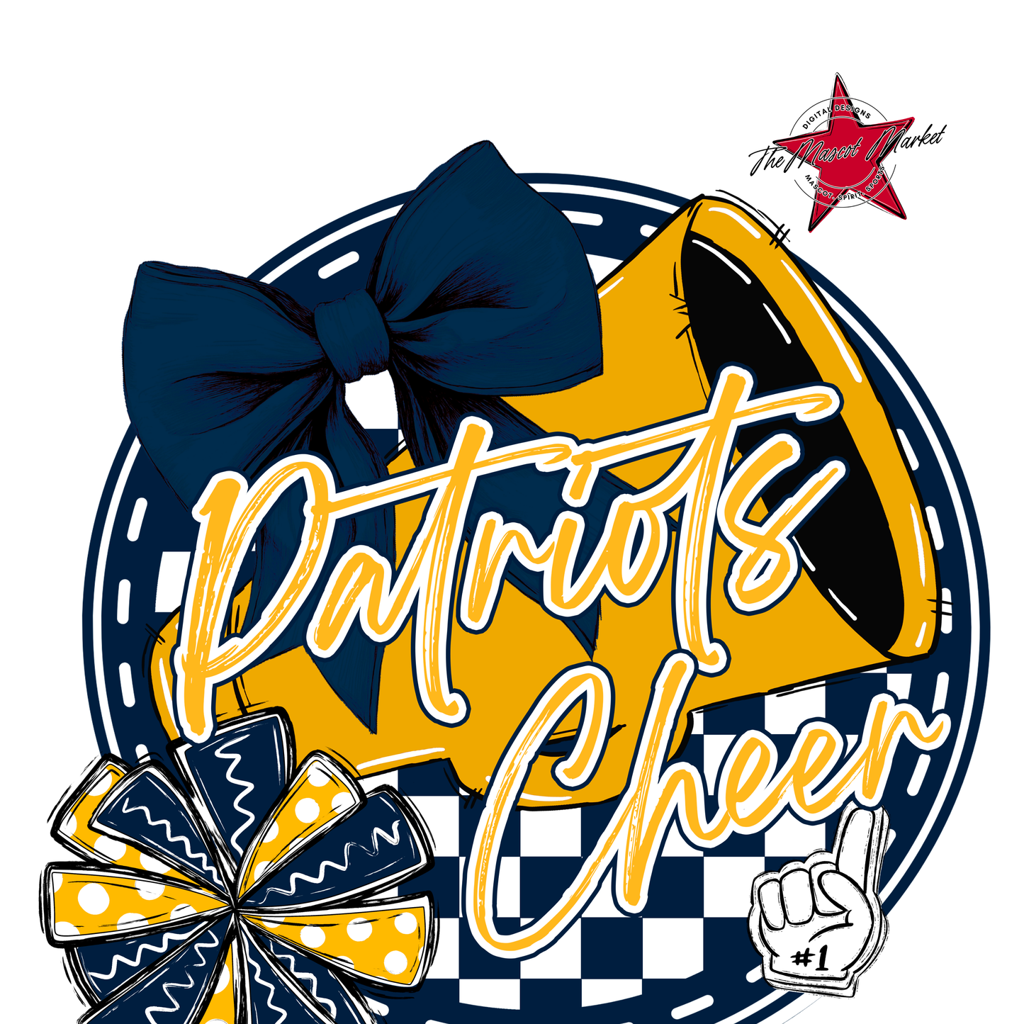 Patriots Circle Cheer Design-Navy-Yellow