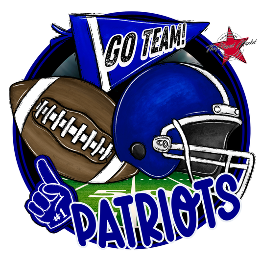 Patriots Circle Football Design-Blue