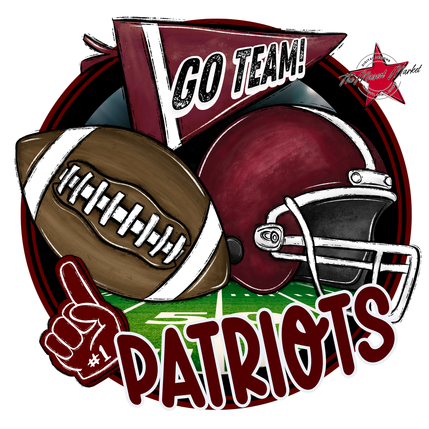 Patriots Circle Football Design-Maroon