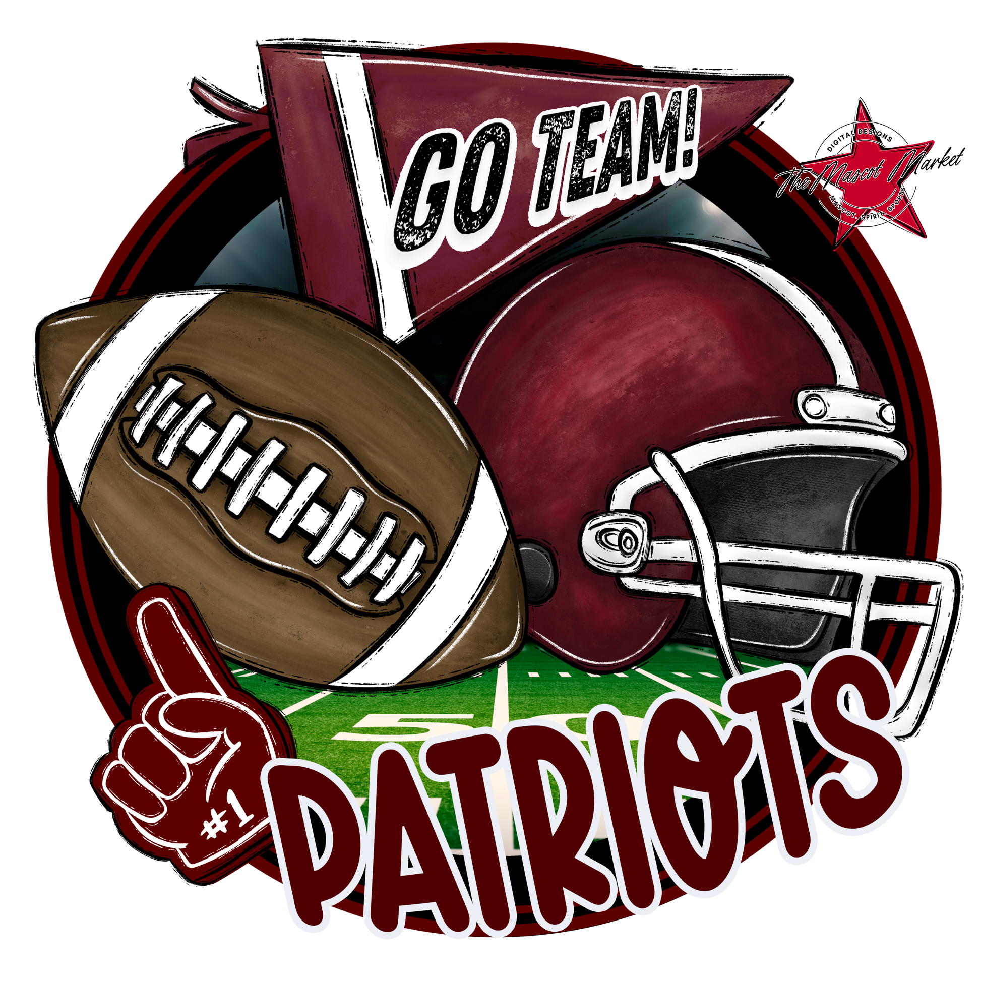 Patriots Circle Football Design-Maroon