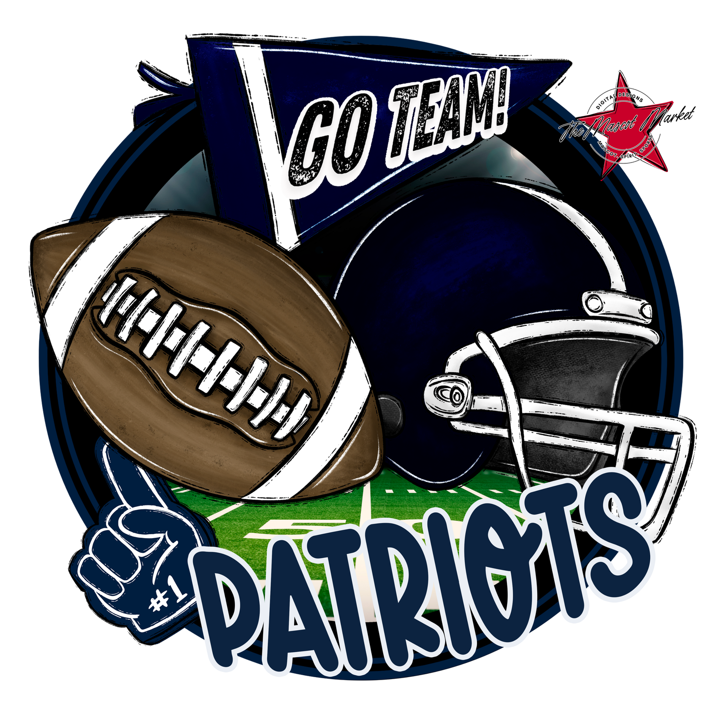 Patriots Circle Football Design-Navy