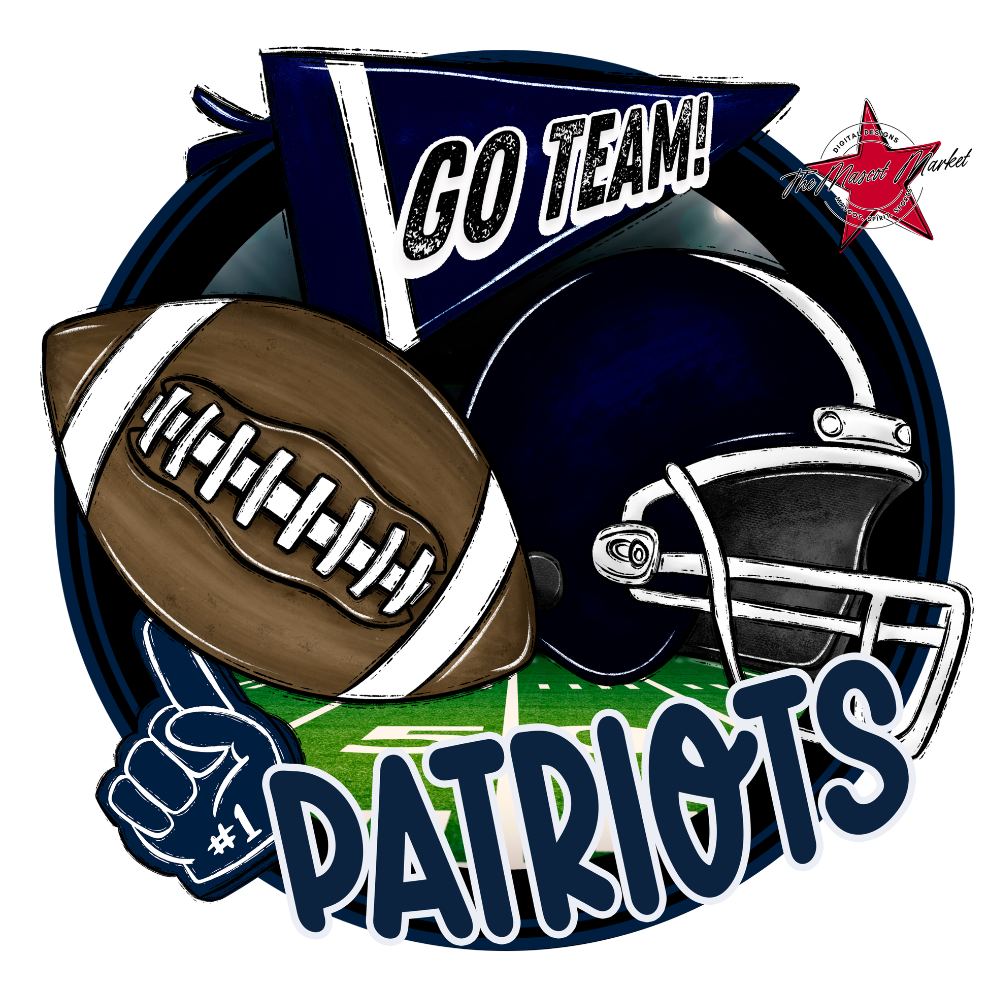 Patriots Circle Football Design-Navy