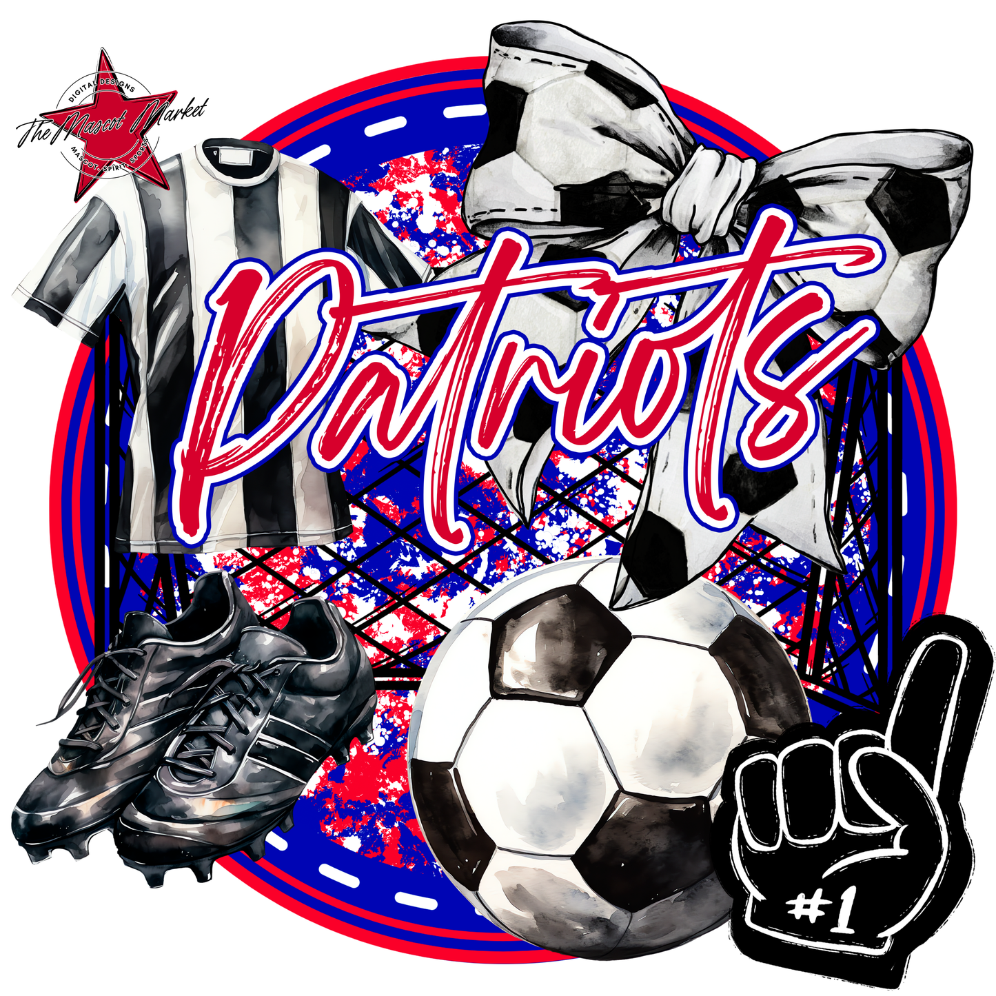 Patriots Circle Soccer Design-Blue-Red
