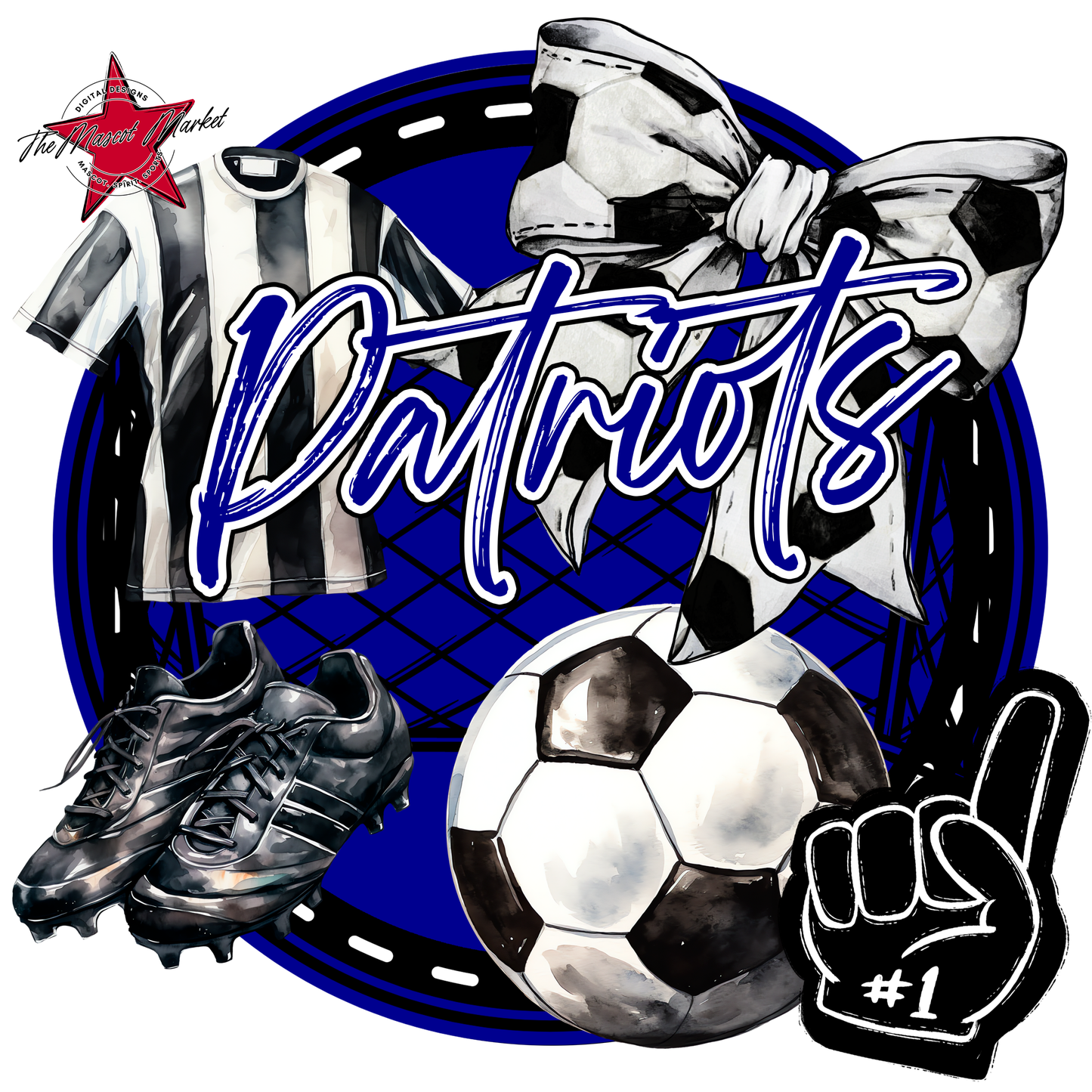 Patriots Circle Soccer Design-Blue