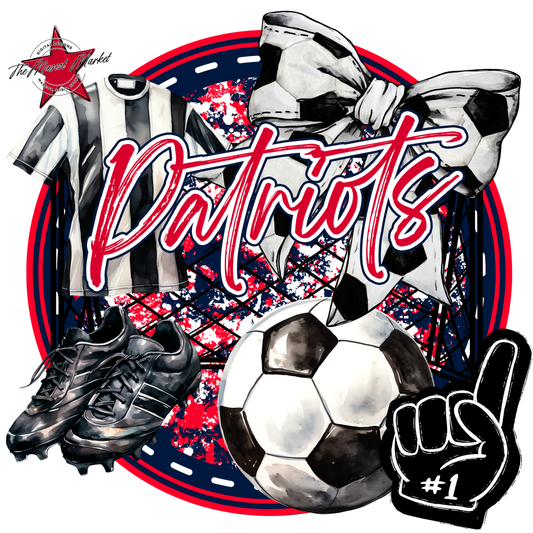 Patriots Circle Soccer Design-Navy-Red