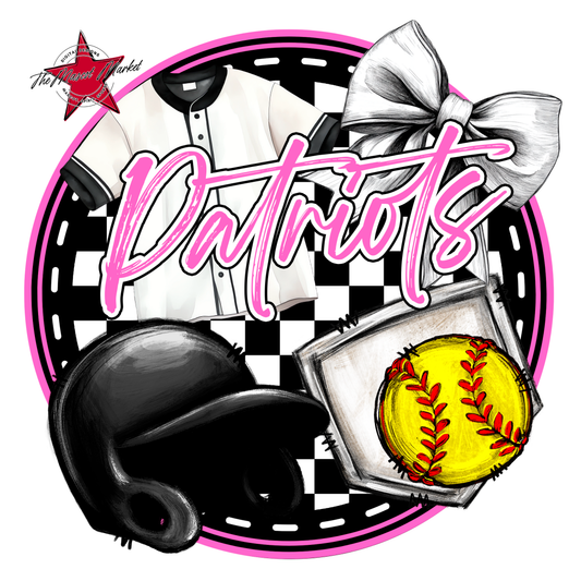 Patriots Circle Softball Design-Baby Pink
