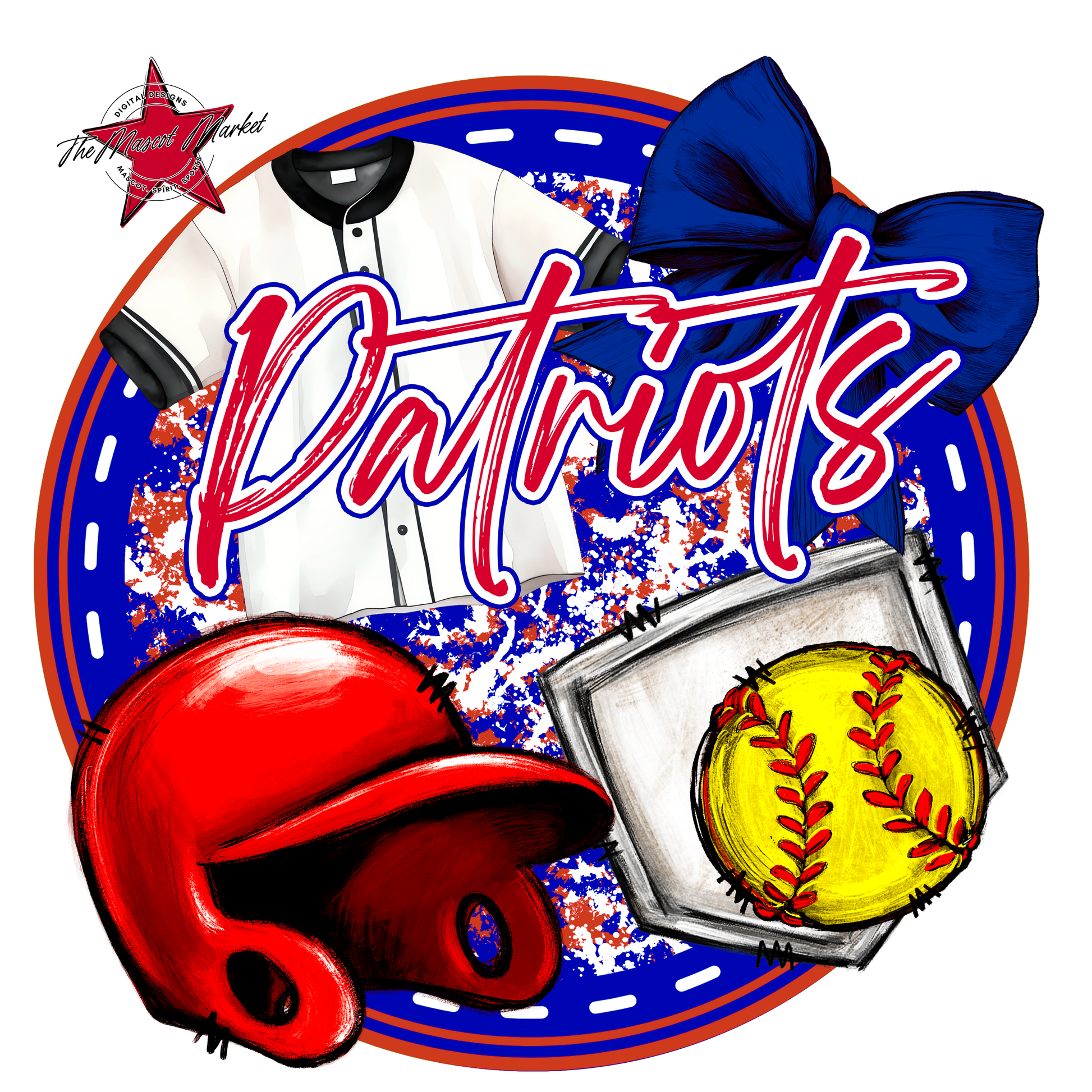 Patriots Circle Softball Design-Blue-Red