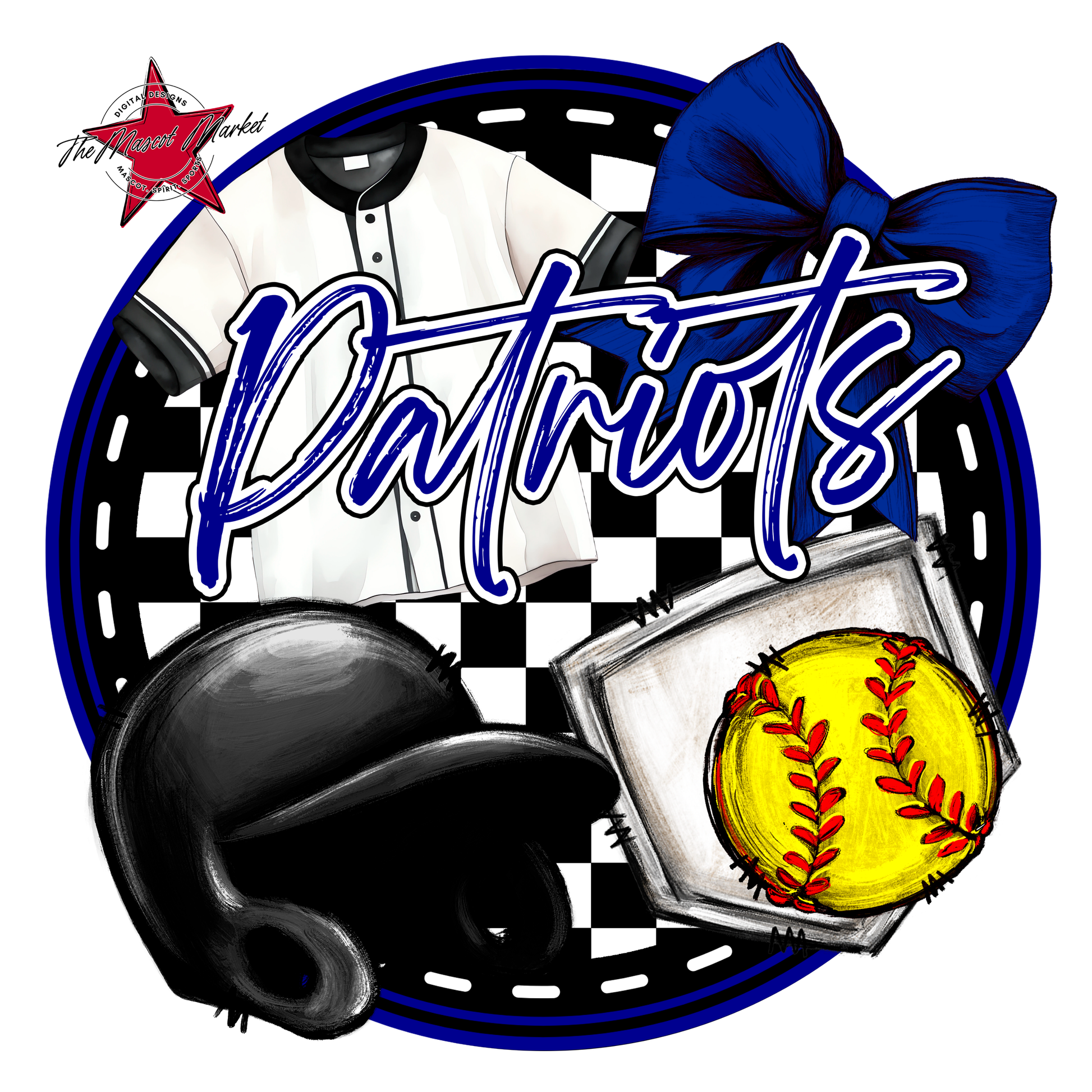 Patriots Circle Softball Design-Blue