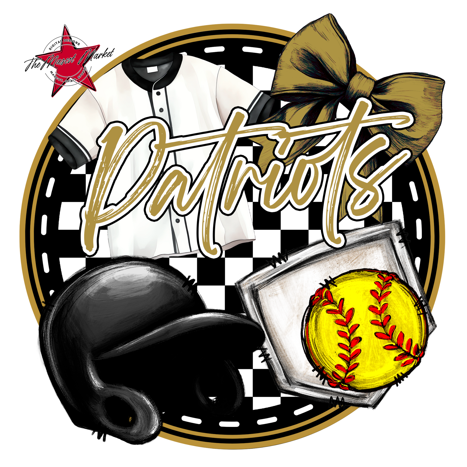 Patriots Circle Softball Design-Gold