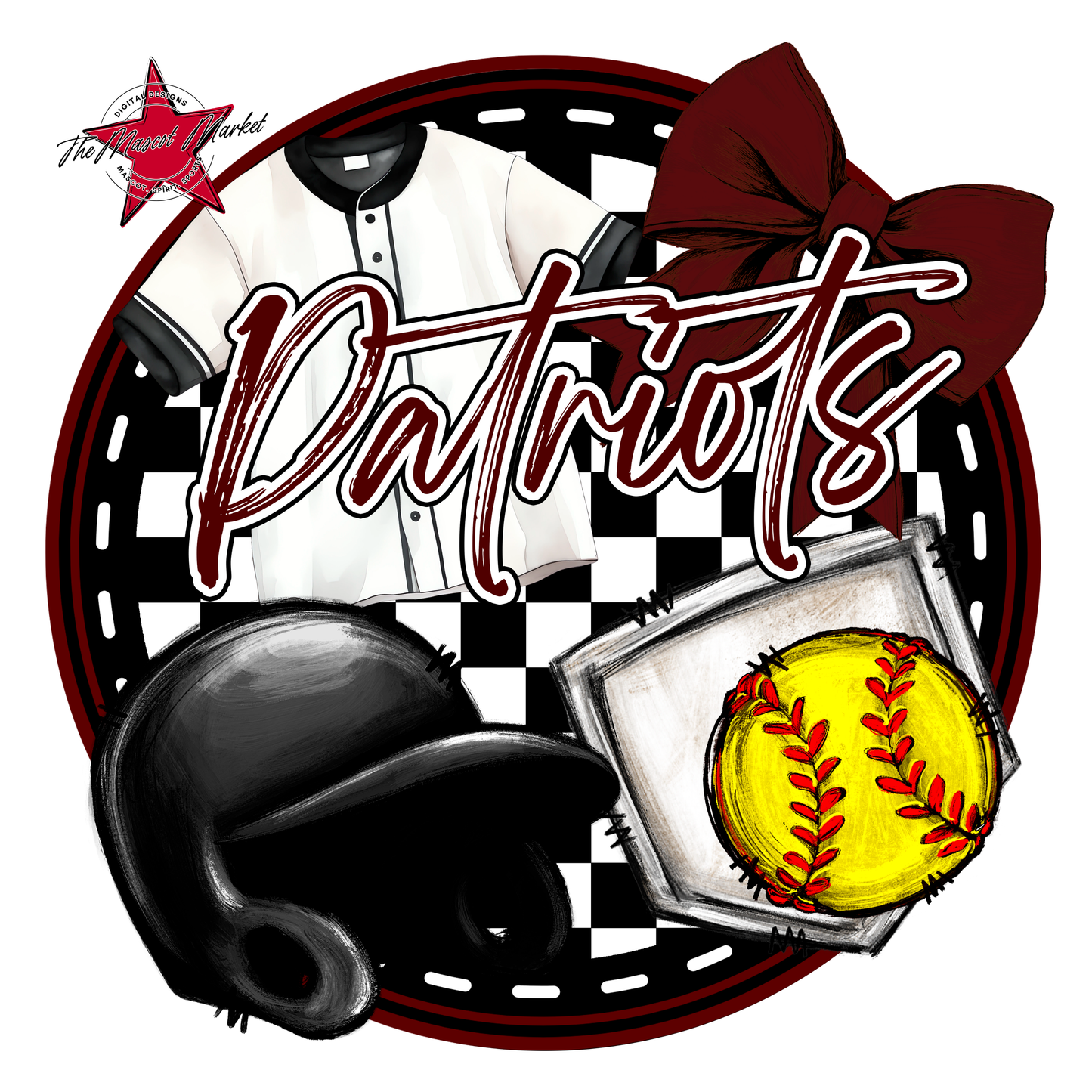 Patriots Circle Softball Design-Maroon