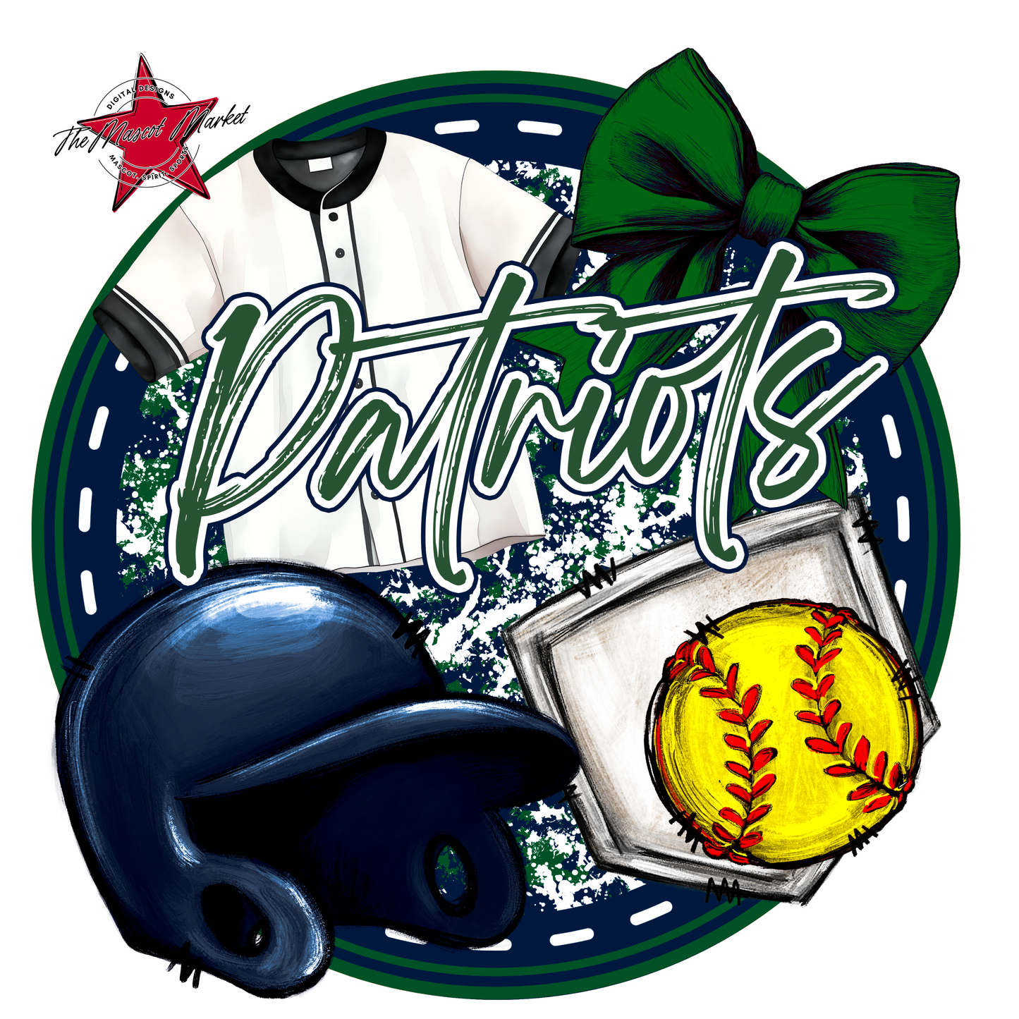 Patriots Circle Softball Design-Navy-Green