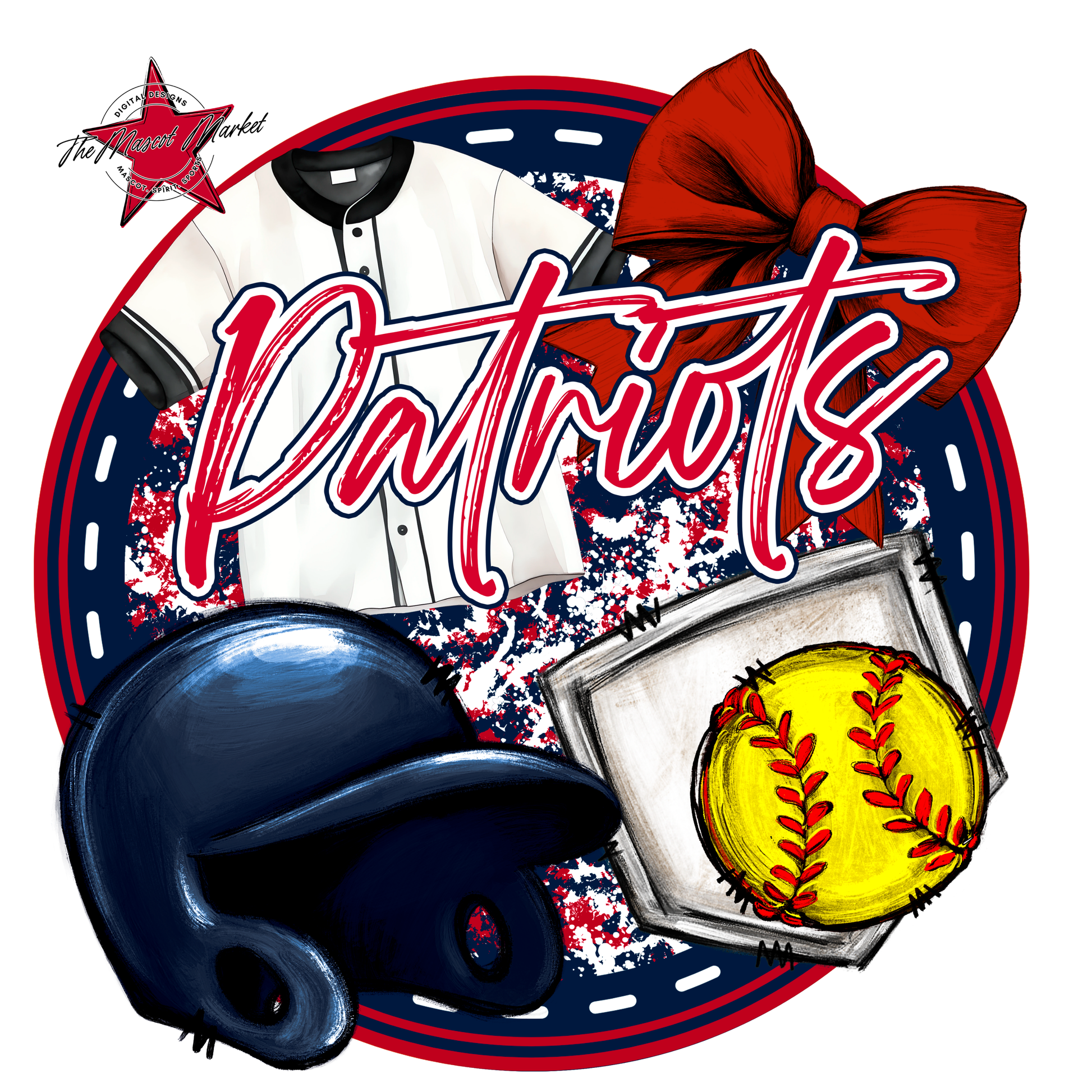 Patriots Circle Softball Design-Navy-Red
