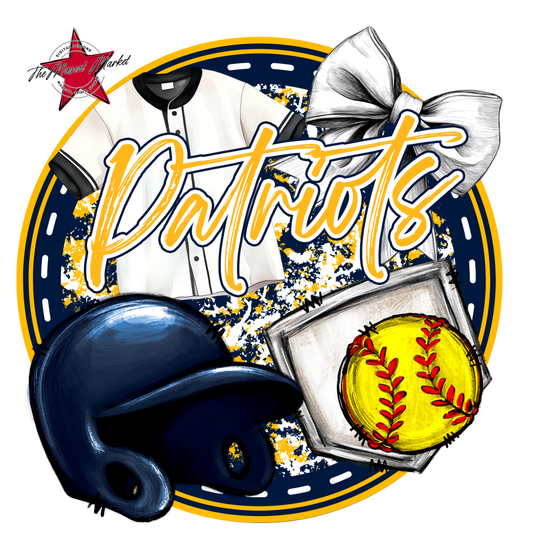 Patriots Circle Softball Design-Navy-Yellow