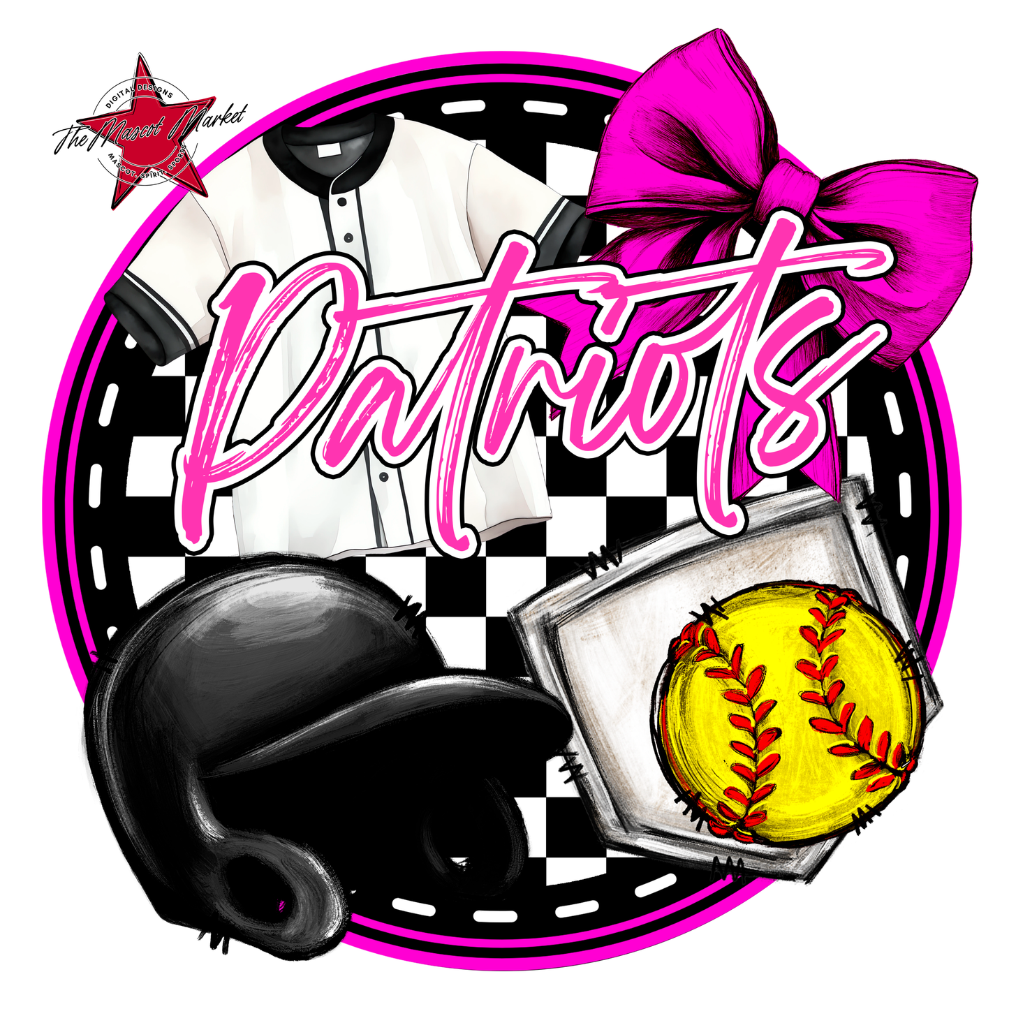 Patriots Circle Softball Design-Pink