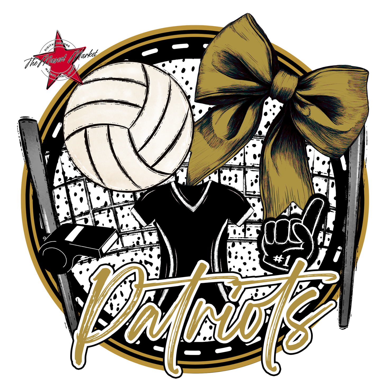 Patriots Circle Volleyball Design-Gold
