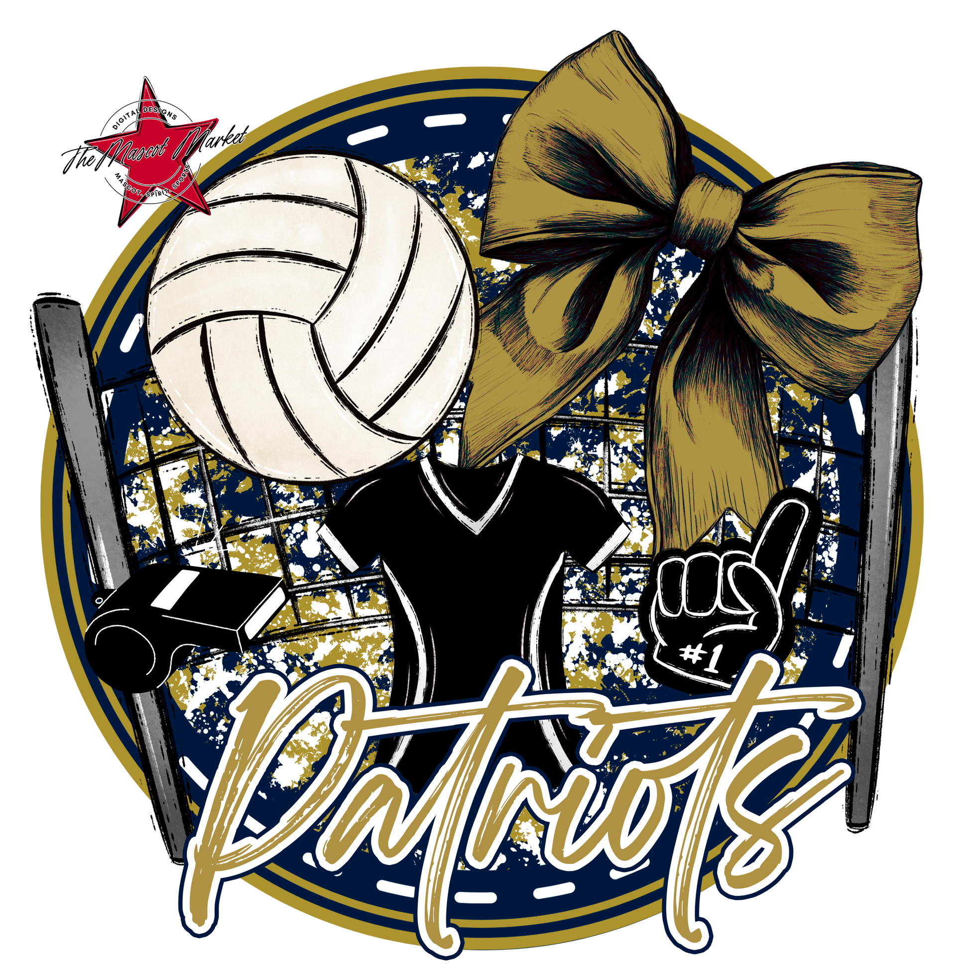 Patriots Circle Volleyball Design-Navy-Gold