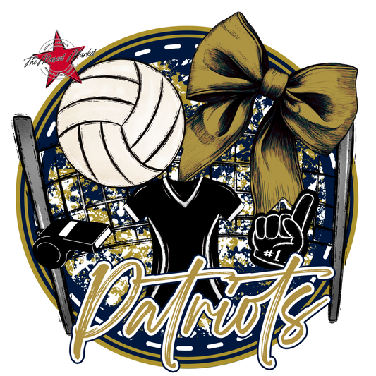 Patriots Circle Volleyball Design-Navy-Gold