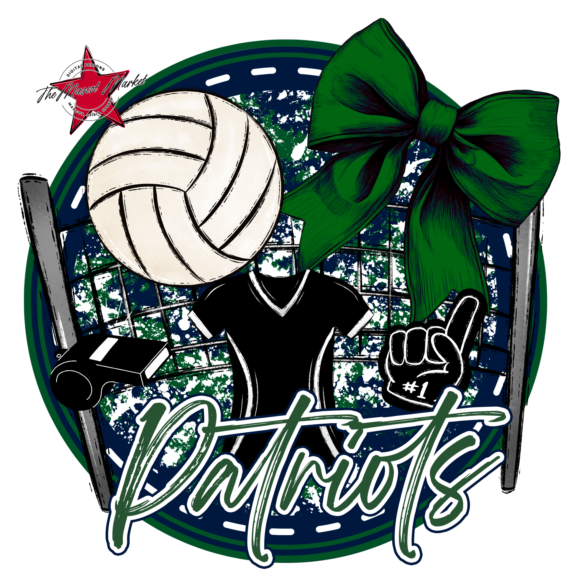 Patriots Circle Volleyball Design-Navy-Green