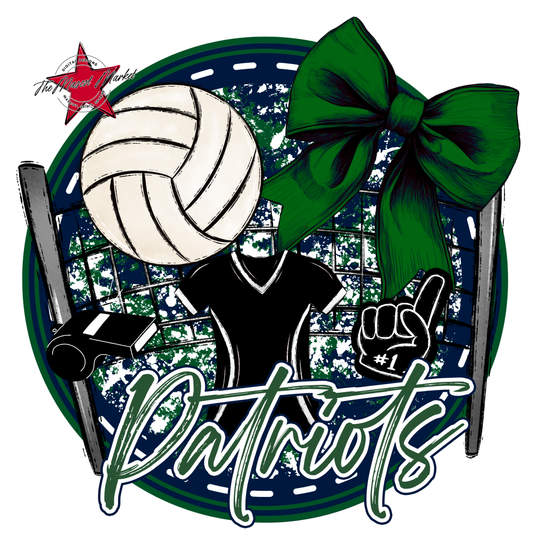 Patriots Circle Volleyball Design-Navy-Green