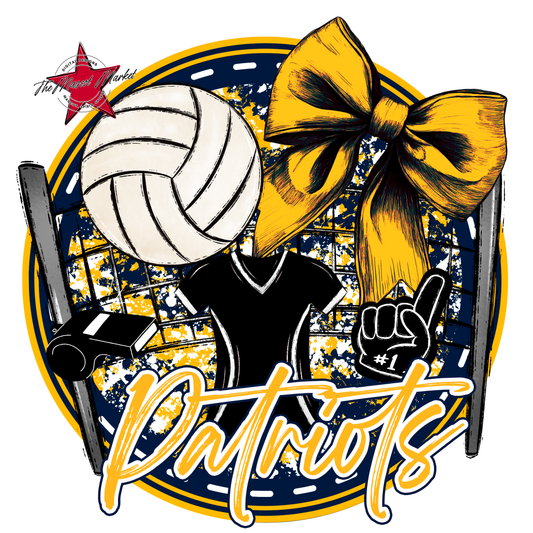 Patriots Circle Volleyball Design-Navy-Yellow