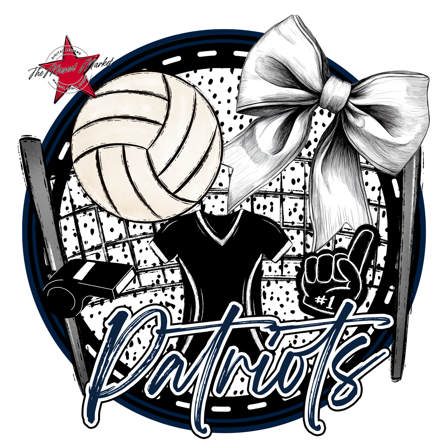 Patriots Circle Volleyball Design-Navy