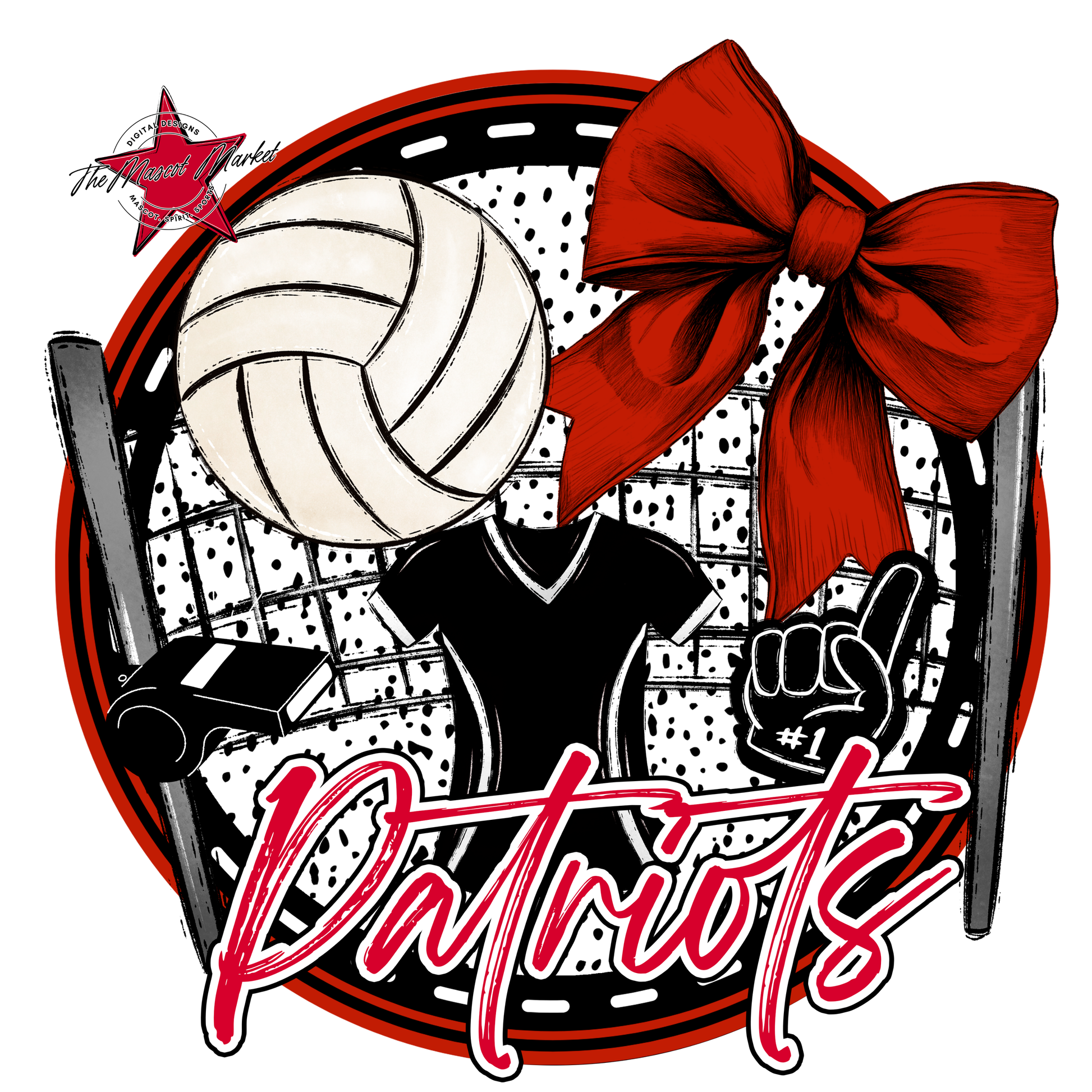 Patriots Circle Volleyball Design-Red