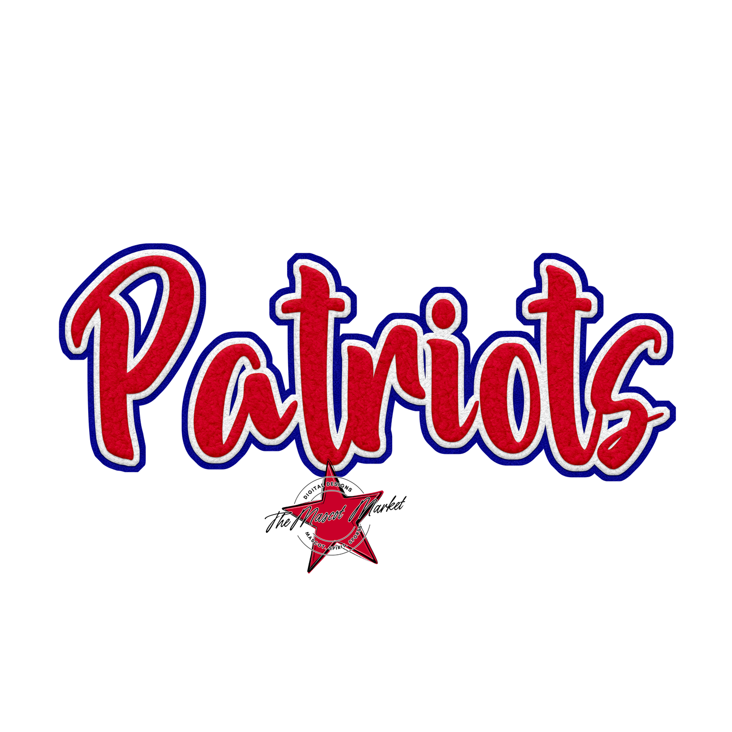 Patriots Faux Chenille Patch-Blue-Red