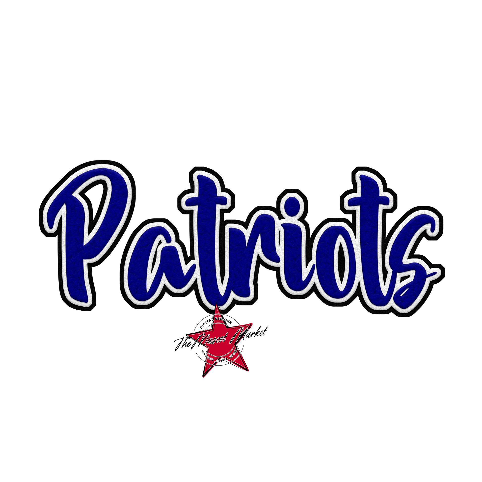 Patriots Faux Chenille Patch-Blue