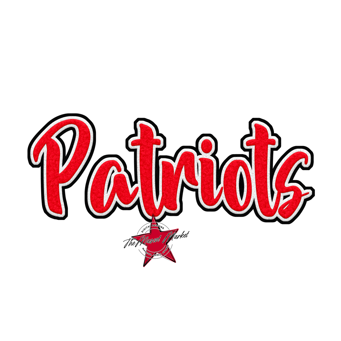 Patriots Faux Chenille Patch-Bright Red