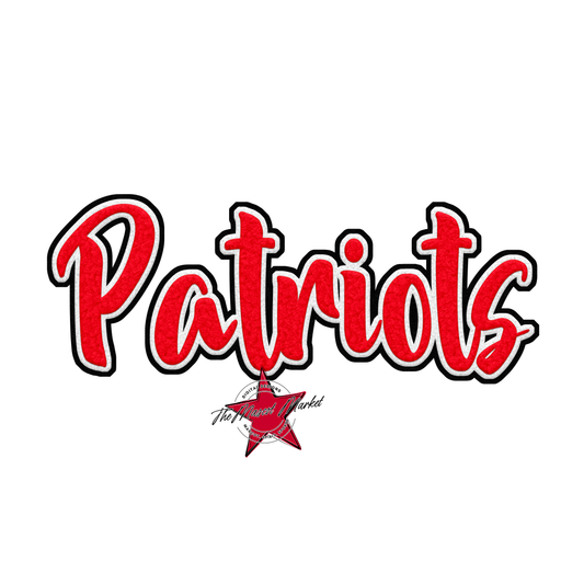 Patriots Faux Chenille Patch-Bright Red