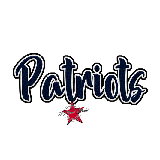 Patriots Faux Chenille Patch-Navy