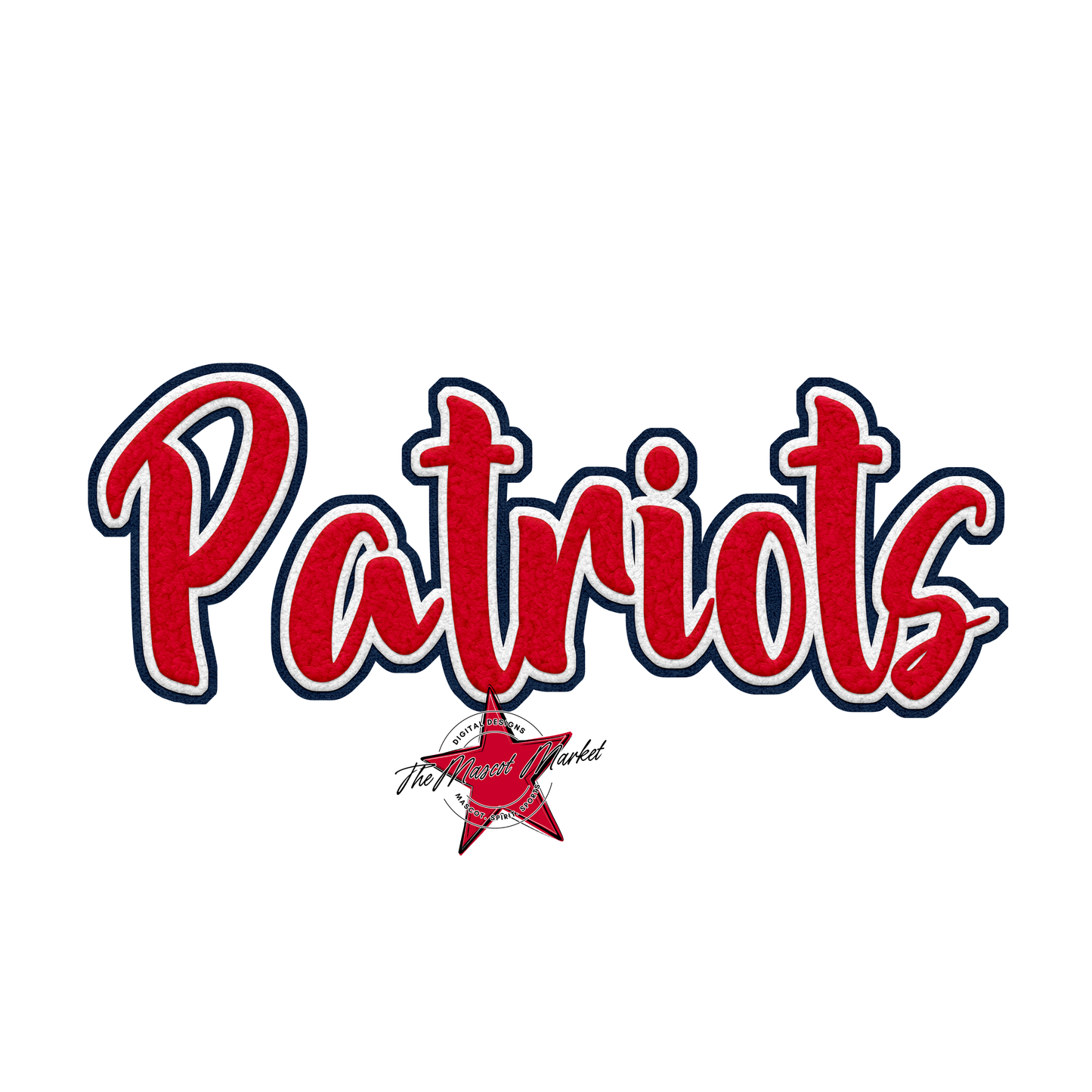 Patriots Faux Chenille Patch-Red