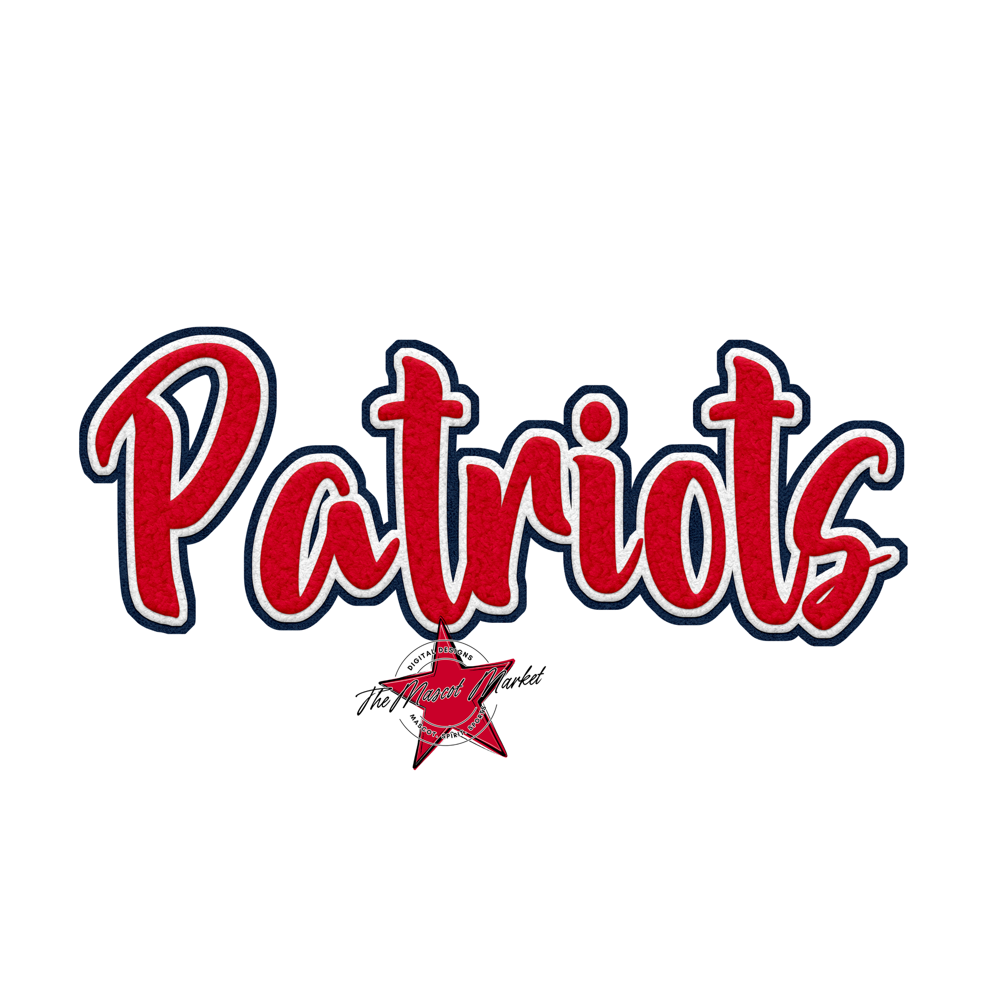 Patriots Faux Chenille Patch-Red