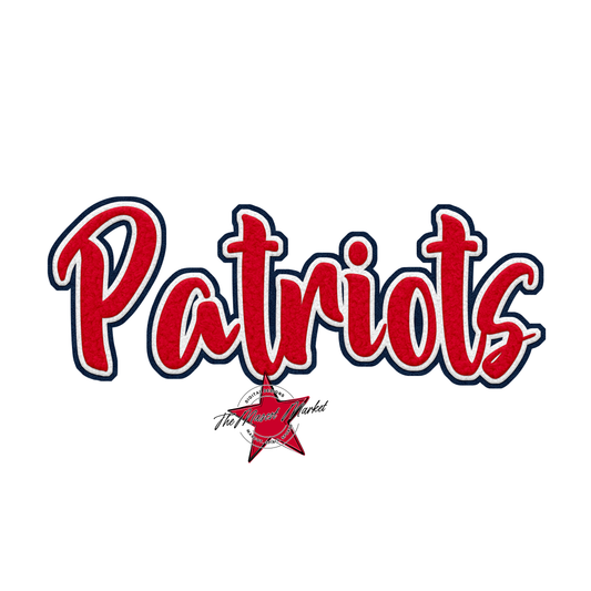 Patriots Faux Chenille Patch-Red