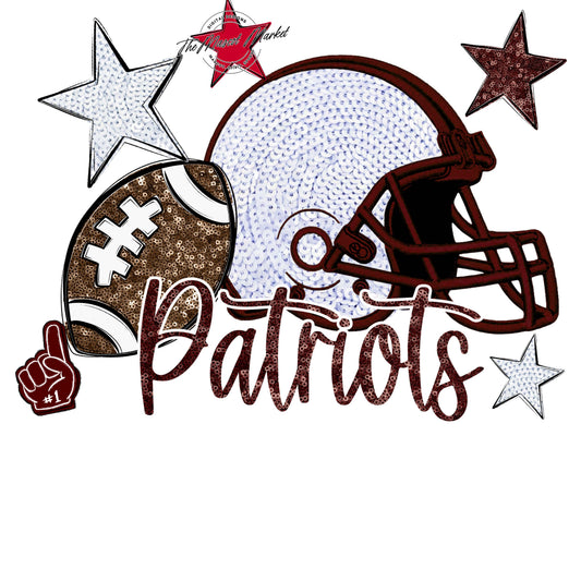 Patriots Football Embroidered Sequins Design-Maroon