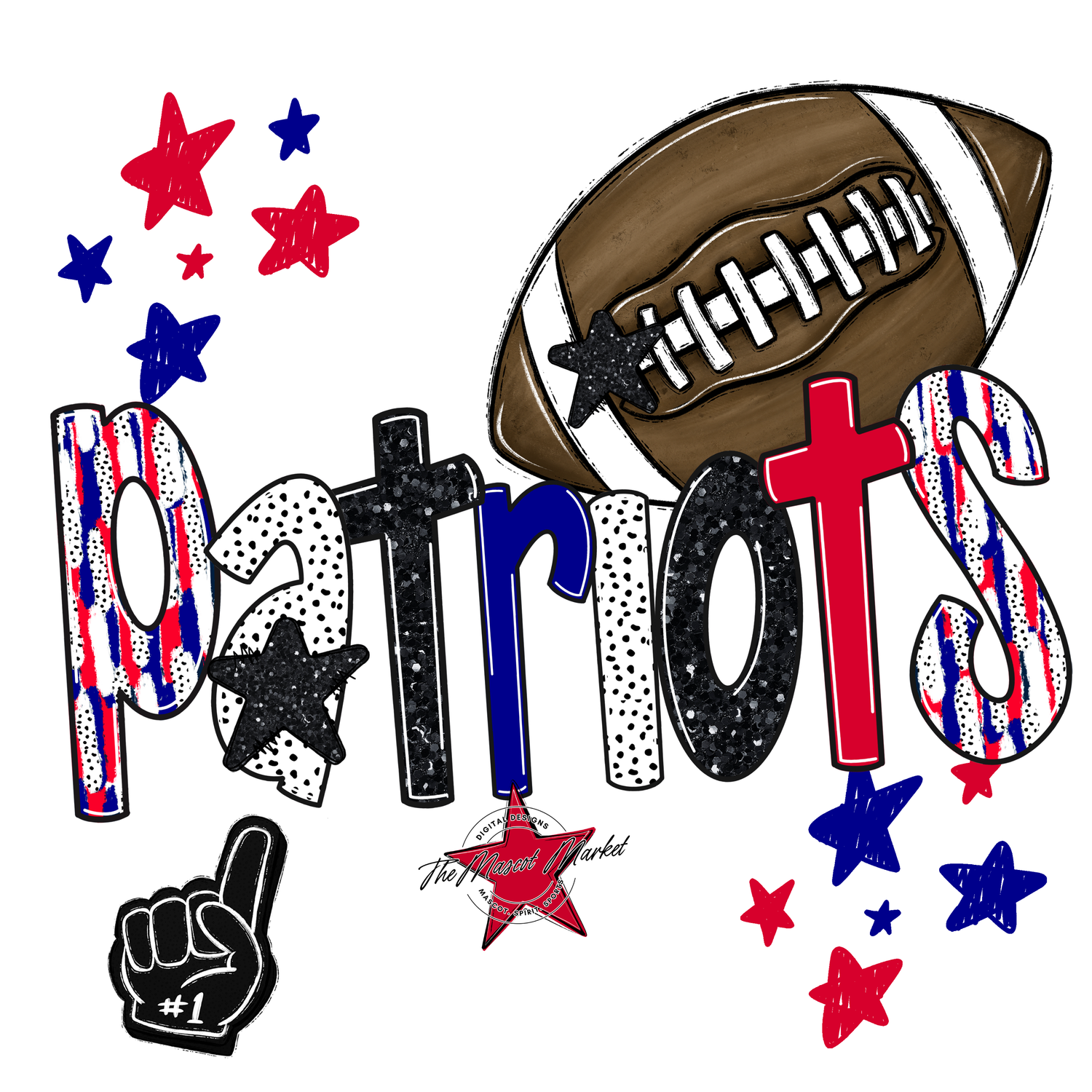 Patriots Football Scrape-Blue-Red