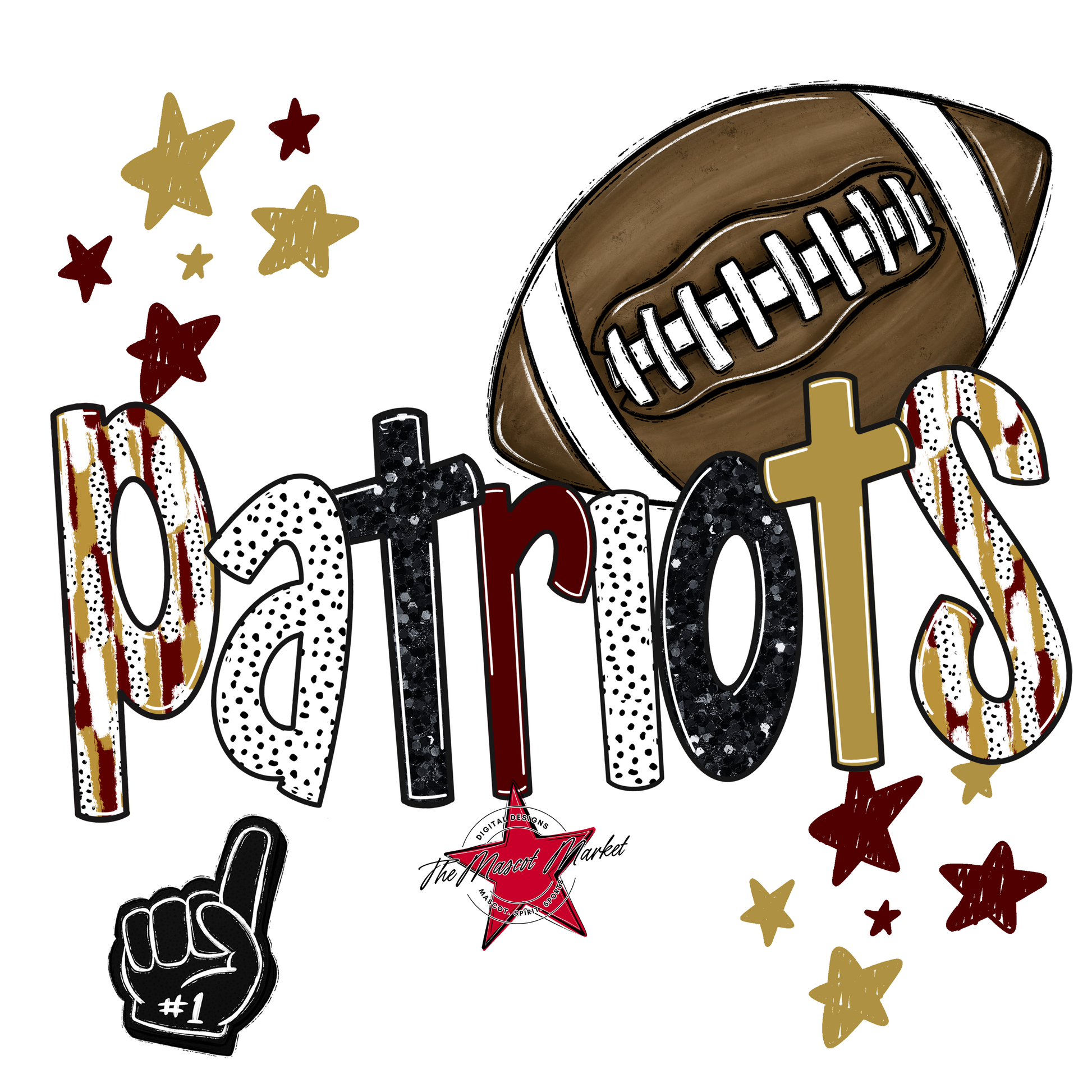 Patriots Football Scrape-Maroon-Gold