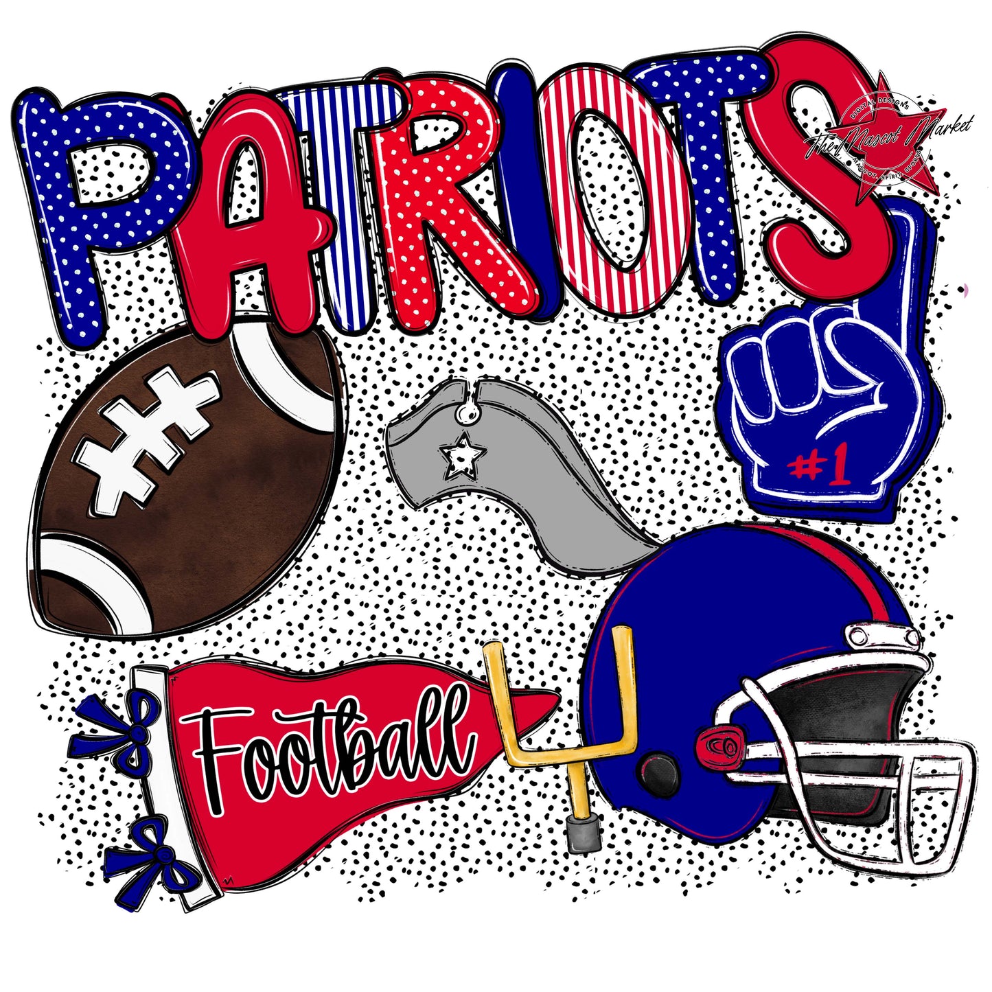 Patriots Football Spirit-Blue & Red