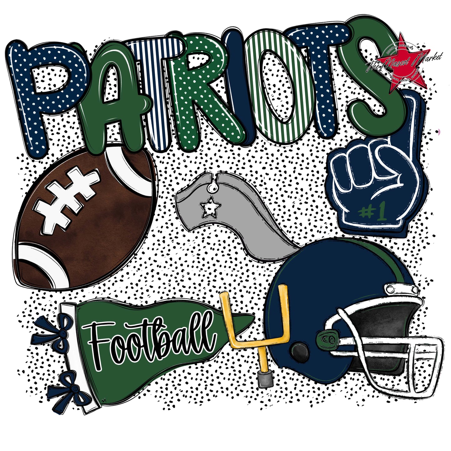 Patriots Football Spirit-Navy & Green