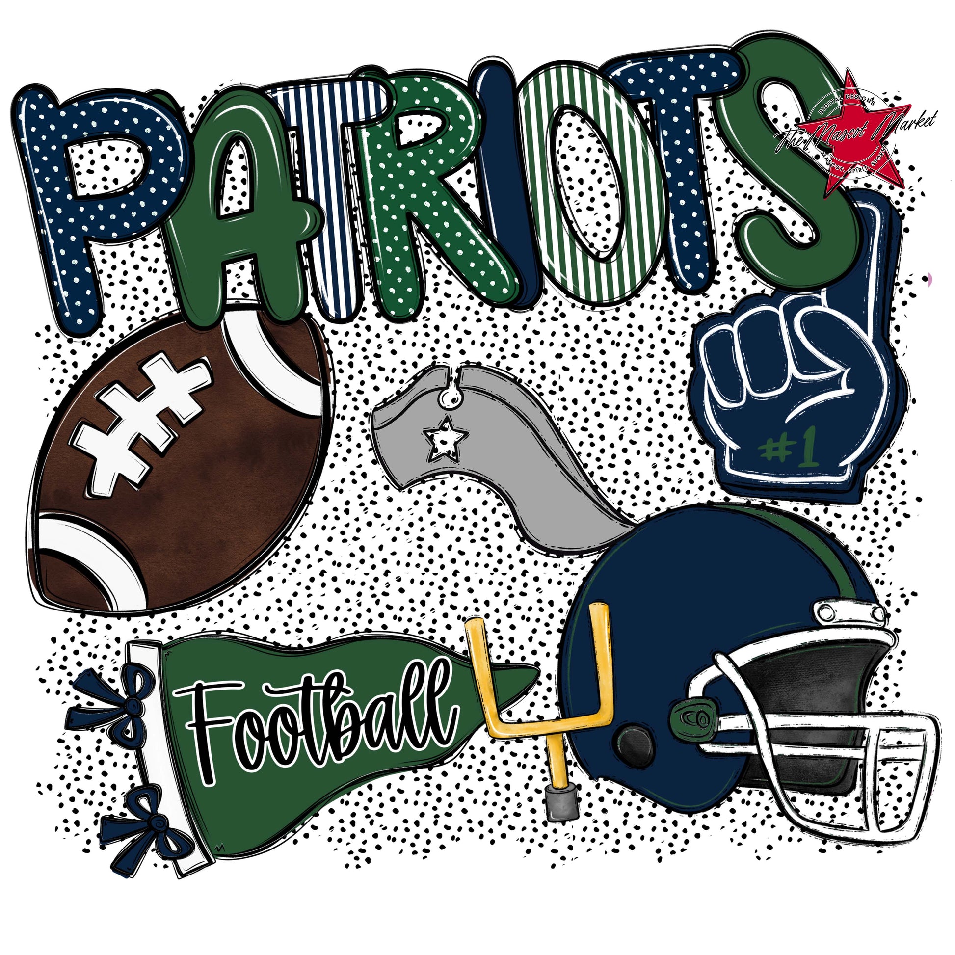 Patriots Football Spirit-Navy & Green